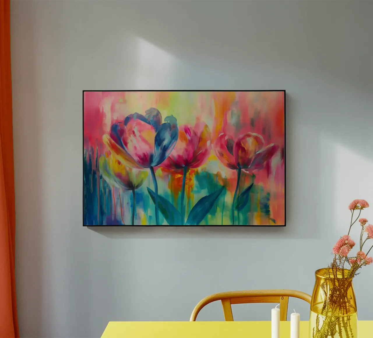 Coloured tulips acrylic glass by Imagine