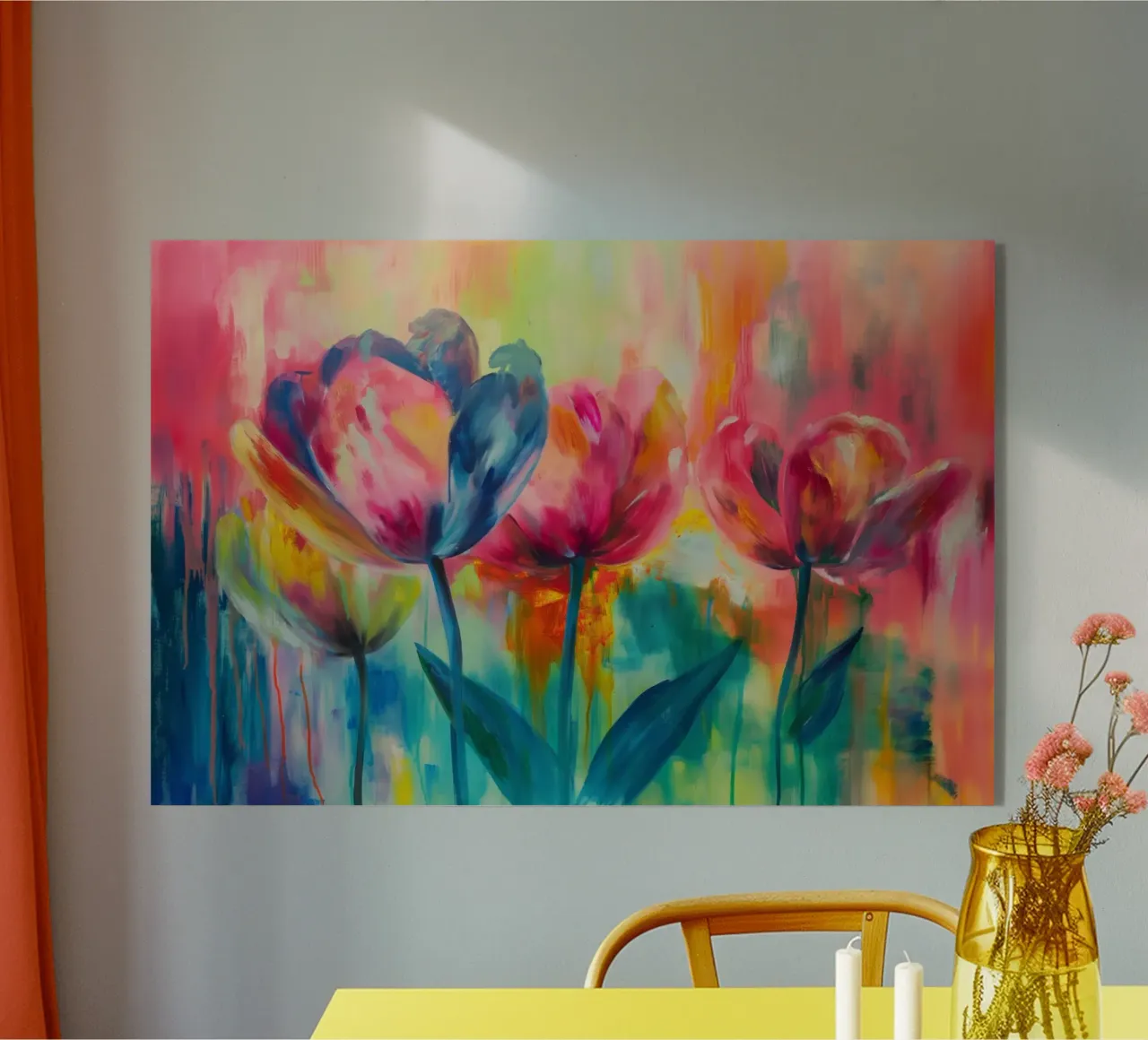 Coloured tulips acrylic glass by Imagine