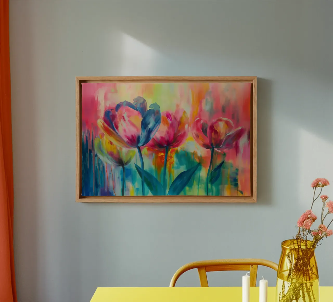 Coloured tulips canvas by Imagine