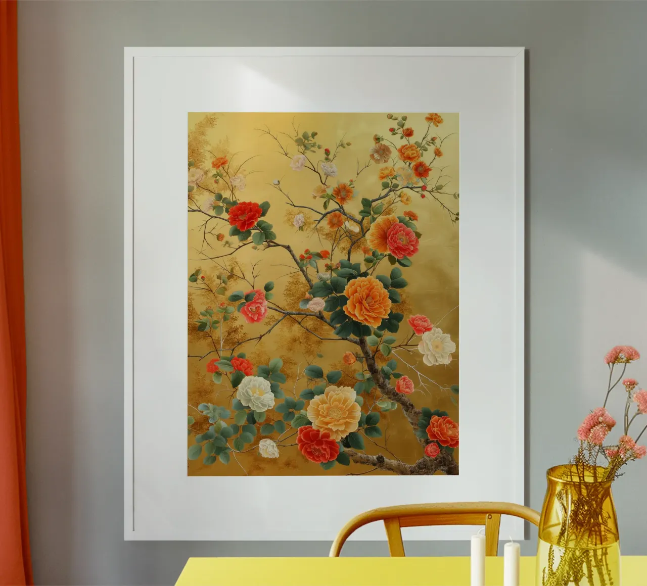 Fiori giapponesi poster con telaio in legno da Imagine