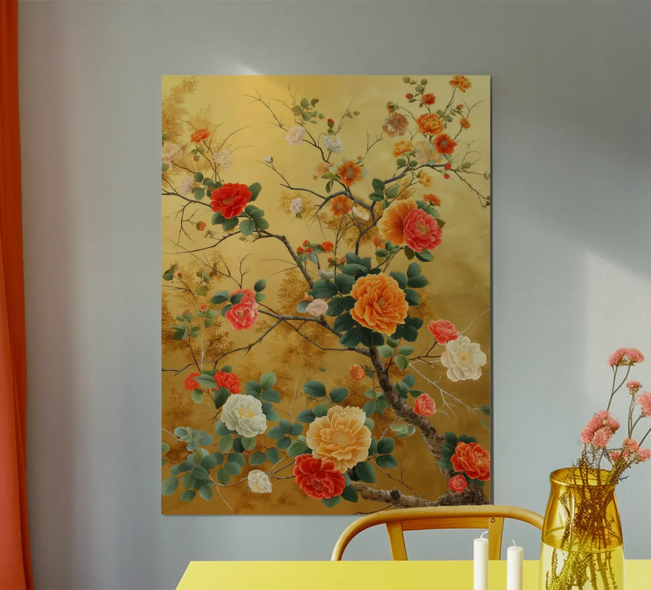 Fiori giapponesi poster con telaio in legno da Imagine
