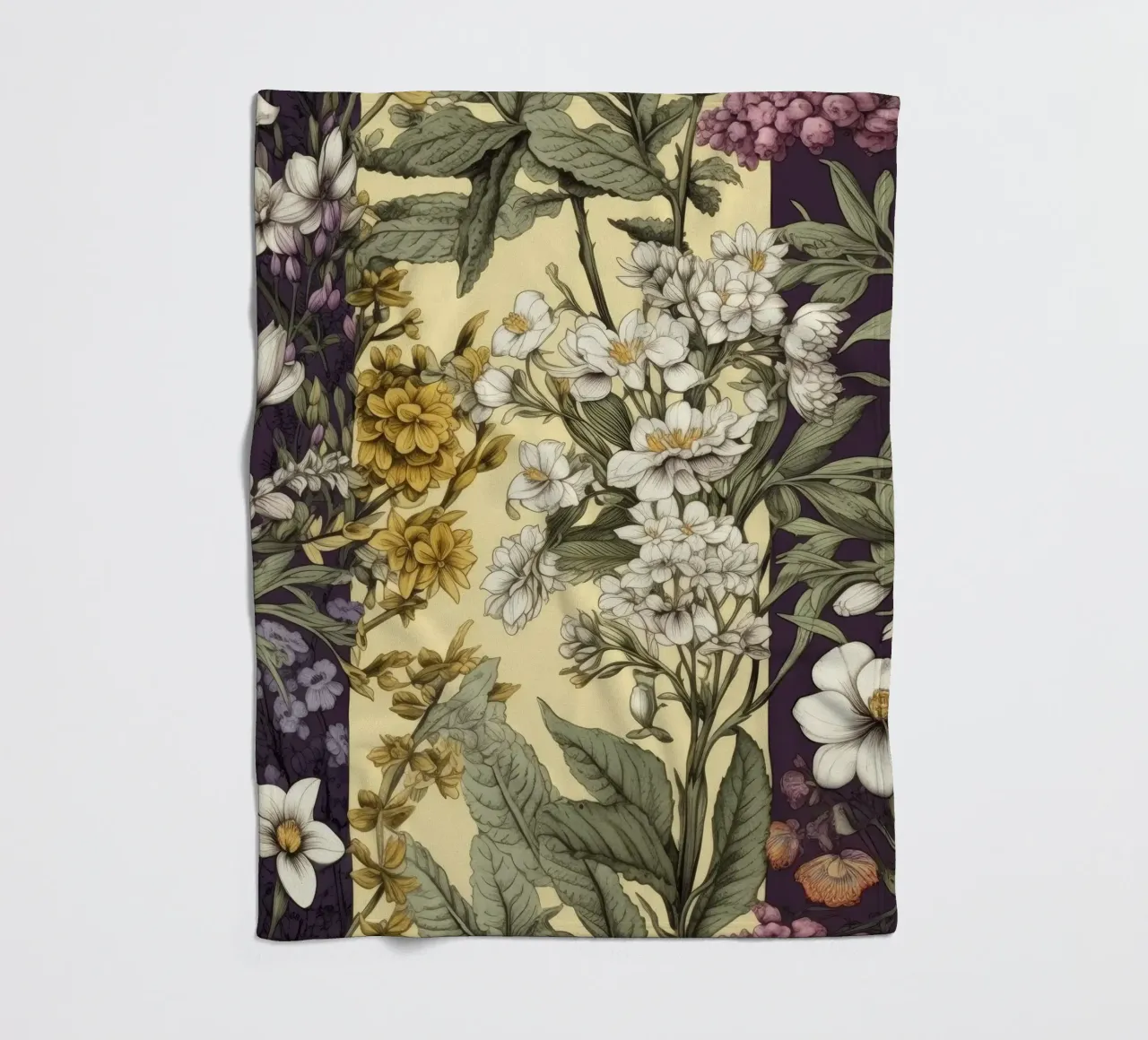 Timeless Botanicals fleece blanket by Botanical Pattern House
