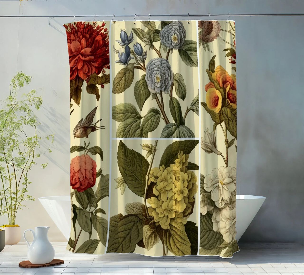 Zeitlose Botanik Duschvorhang von Botanical Pattern House