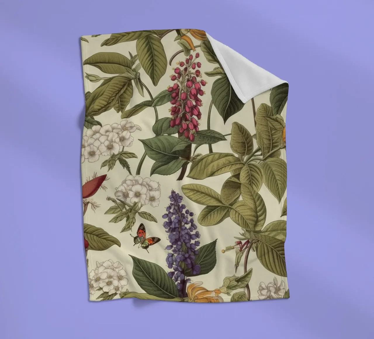 Timeless Botanicals fleece blanket by Botanical Pattern House