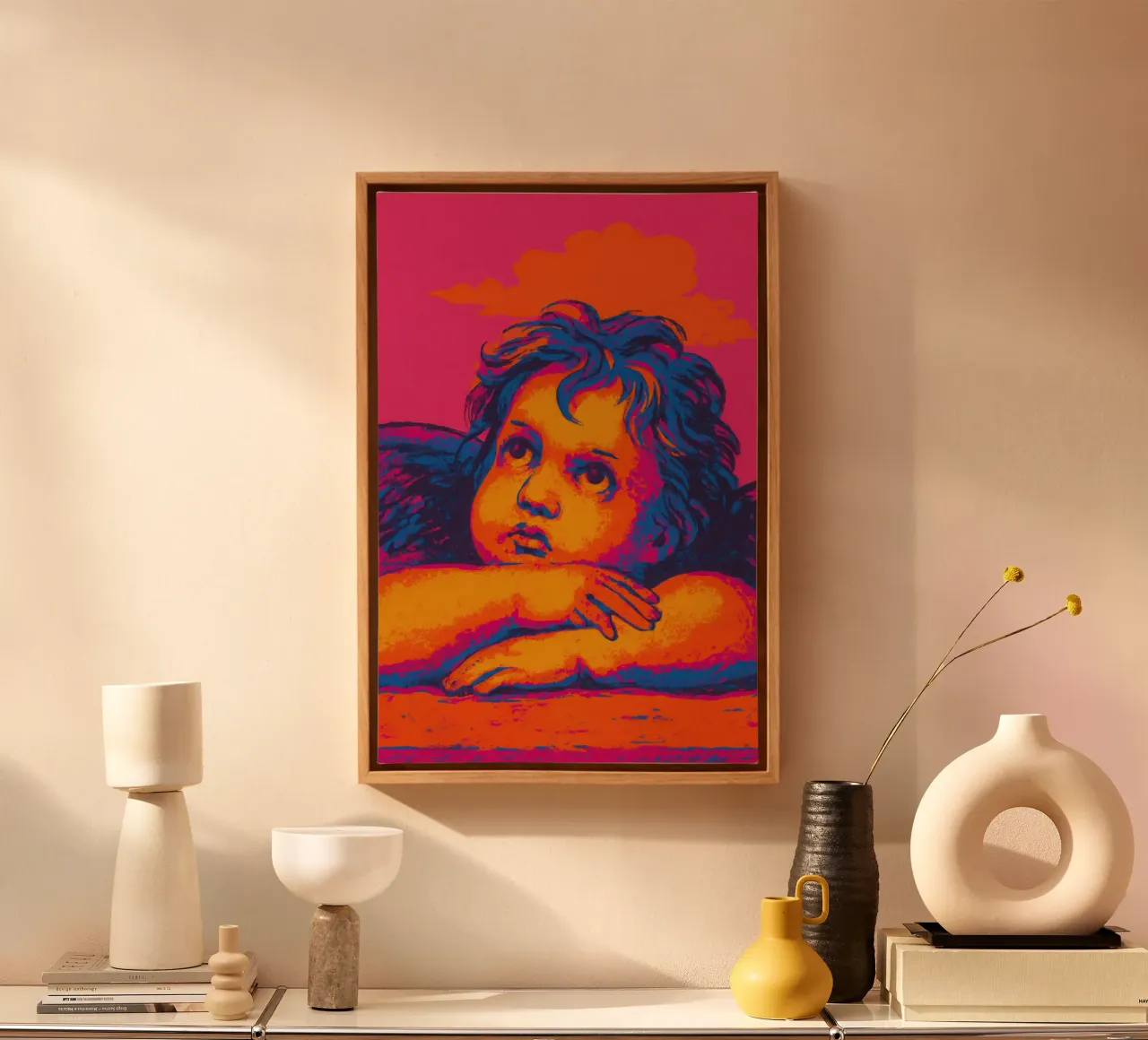 Neon Cherub (Neon Masters Series No 02) tela con Cornice a cassetta da treechild