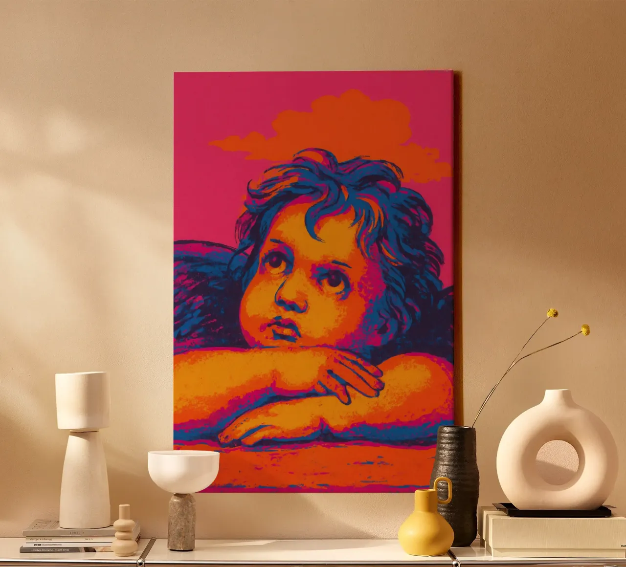 Neon Cherub (Neon Masters Series No 02) tela con Cornice a cassetta da treechild