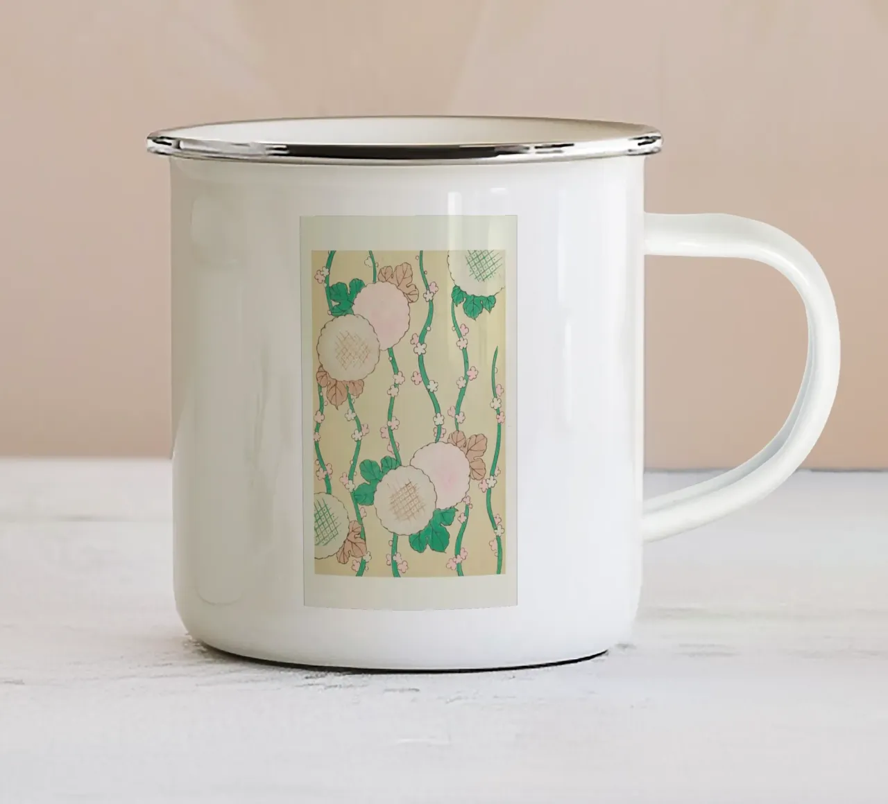 Shin-Bijutsukai - Pastel Florals tazza in smalto da Vintage by JUNIQE