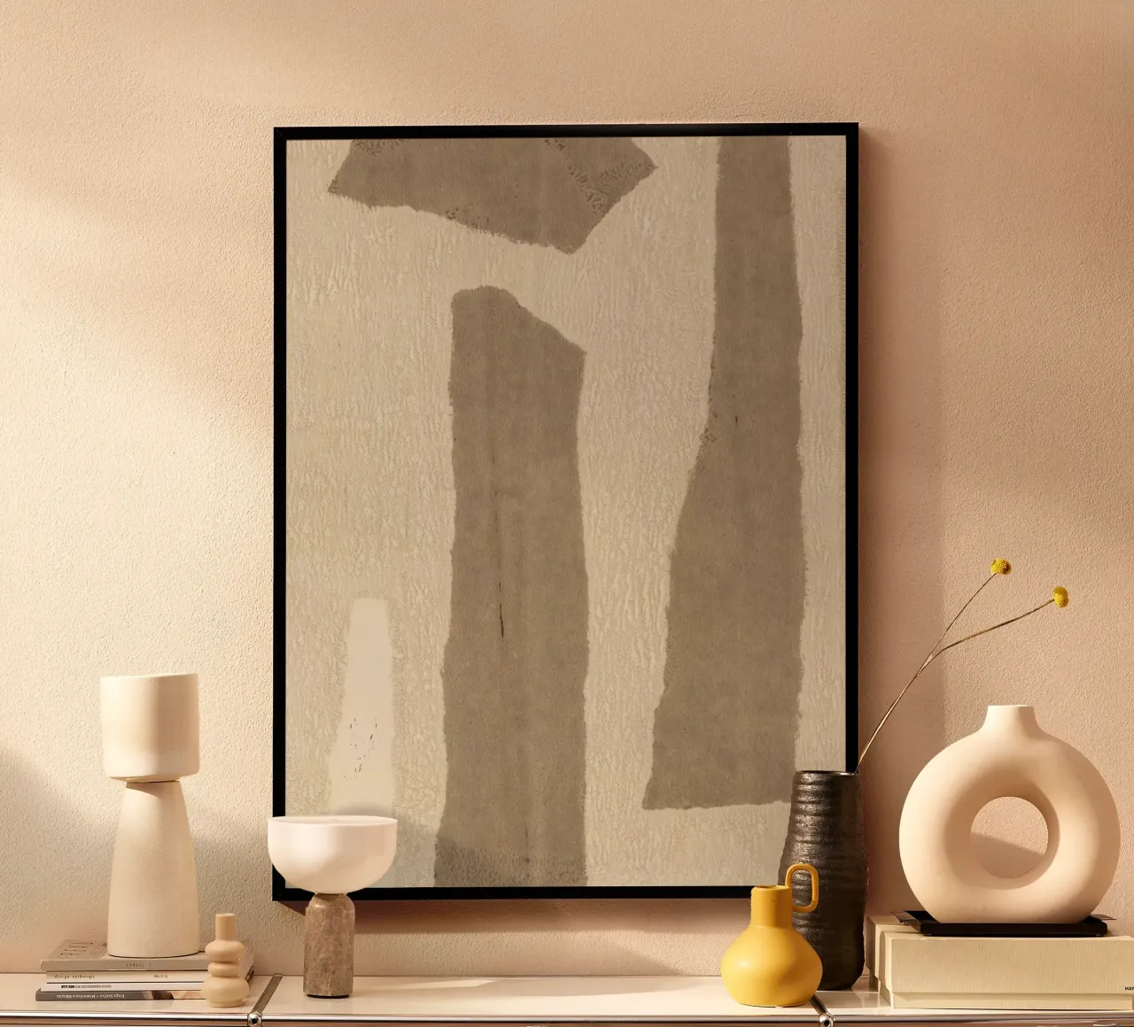 Pezzi strappati #1 poster con telaio in legno da Alisa Galitsyna