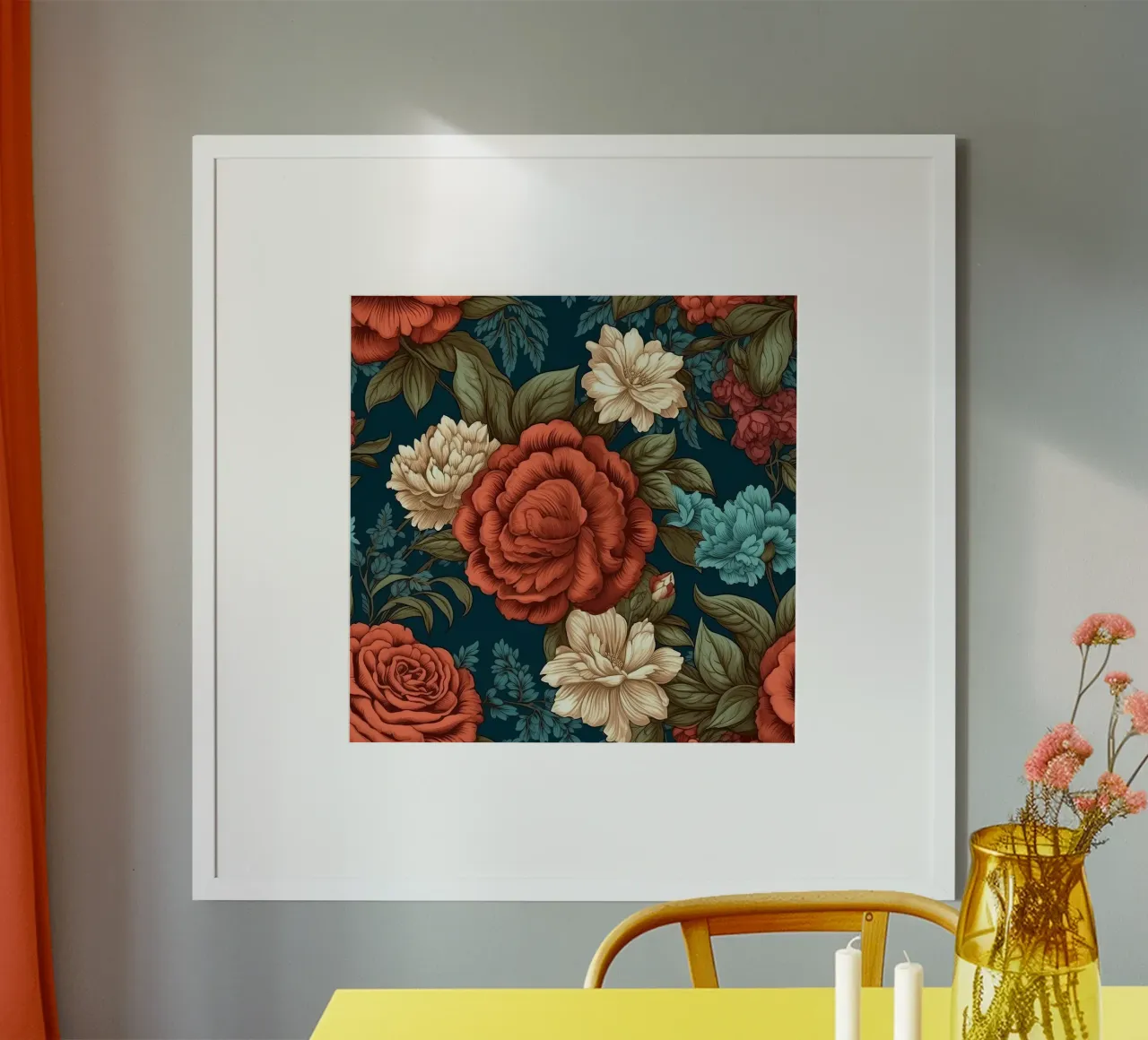 Fiore vittoriano poster con telaio in legno da Botanical Pattern House