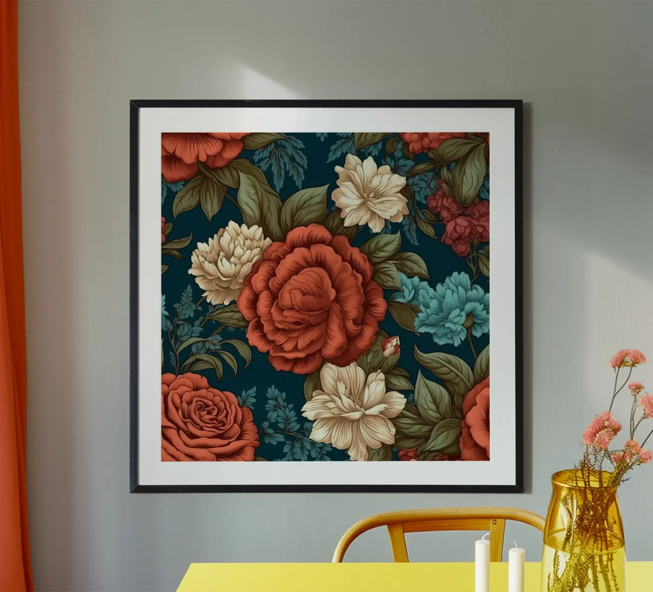 Fiore vittoriano poster con telaio in legno da Botanical Pattern House