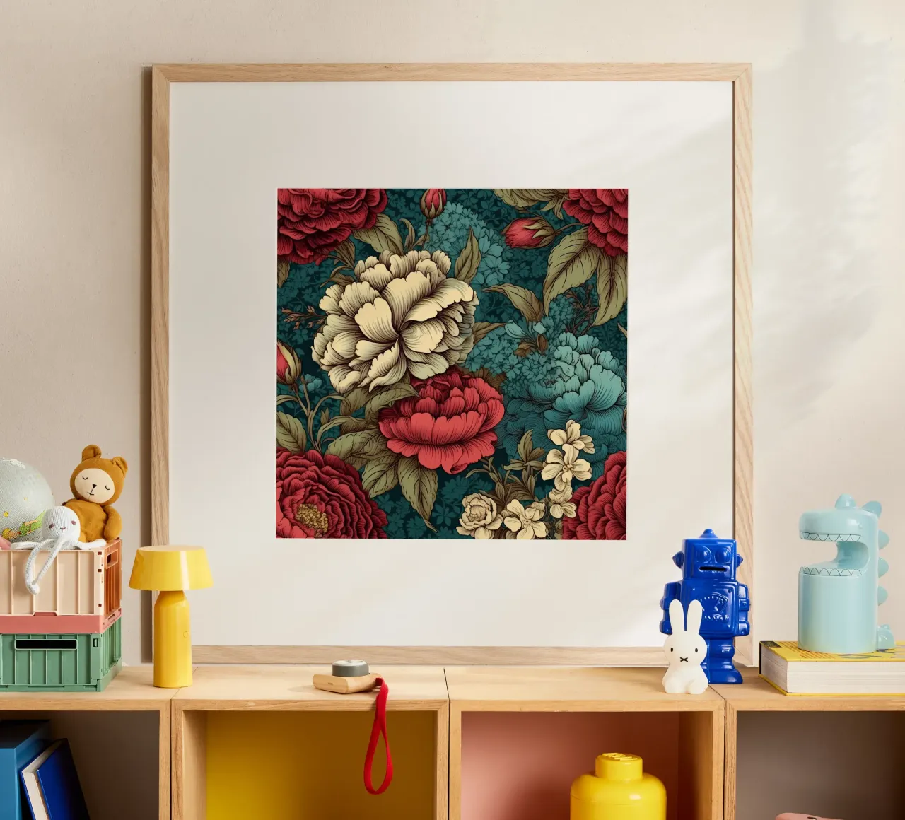 Fiore vittoriano poster con telaio in legno da Botanical Pattern House