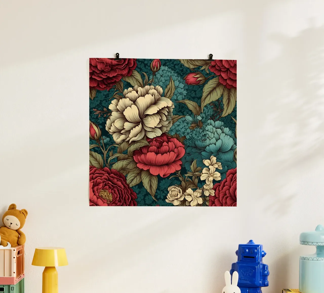 Fiore vittoriano poster con telaio in legno da Botanical Pattern House