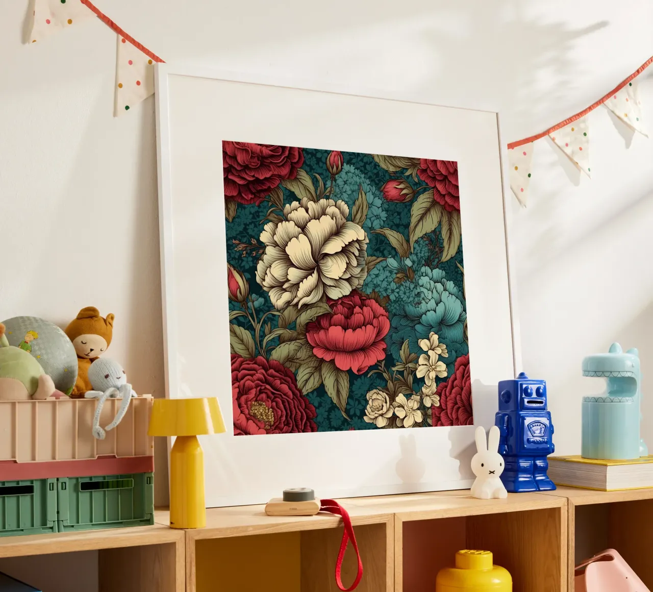 Fiore vittoriano poster con telaio in legno da Botanical Pattern House