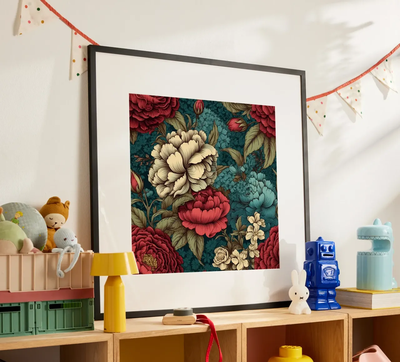 Fiore vittoriano poster con telaio in legno da Botanical Pattern House