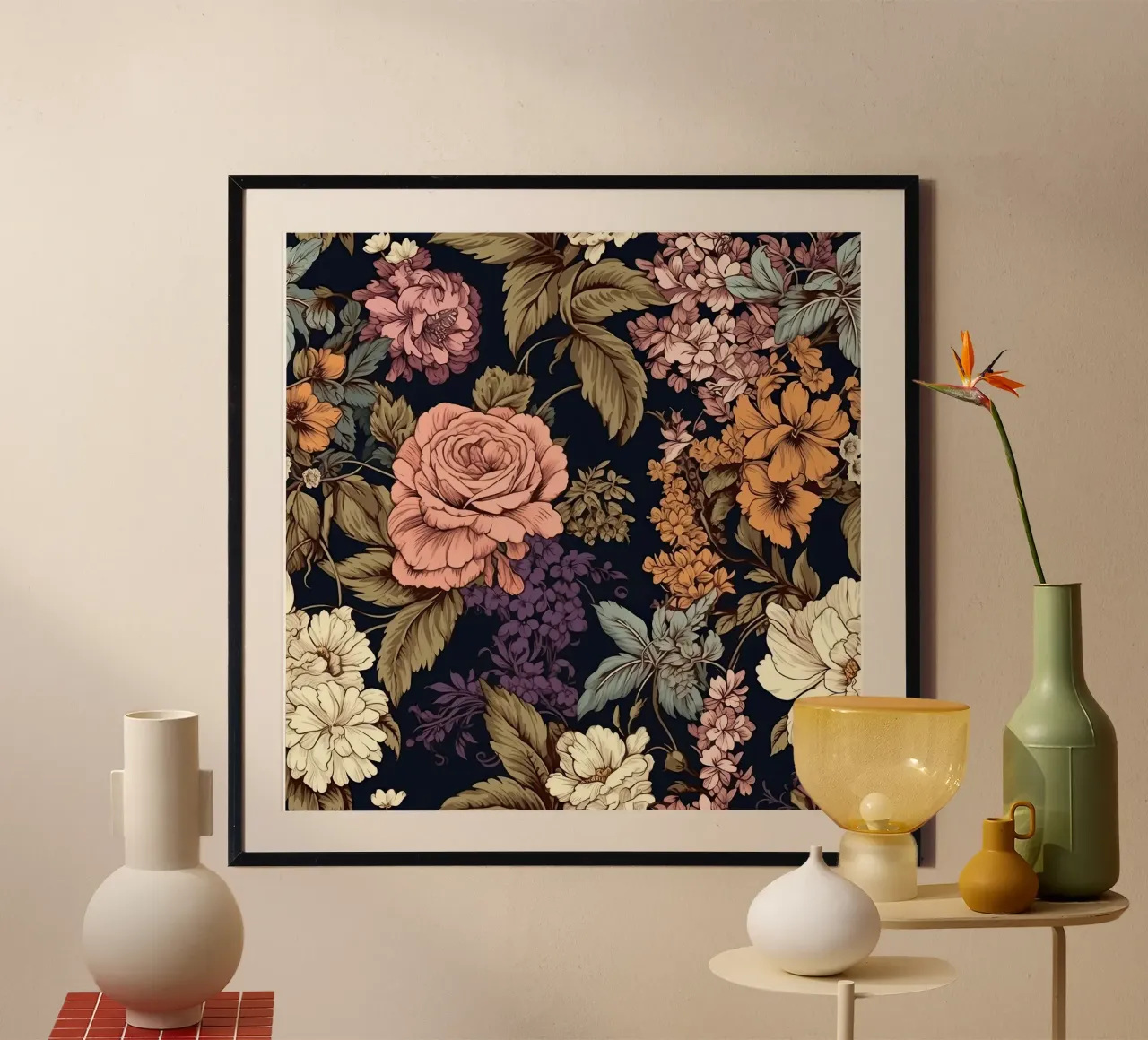 Fiore vittoriano poster con telaio in plastica da Botanical Pattern House