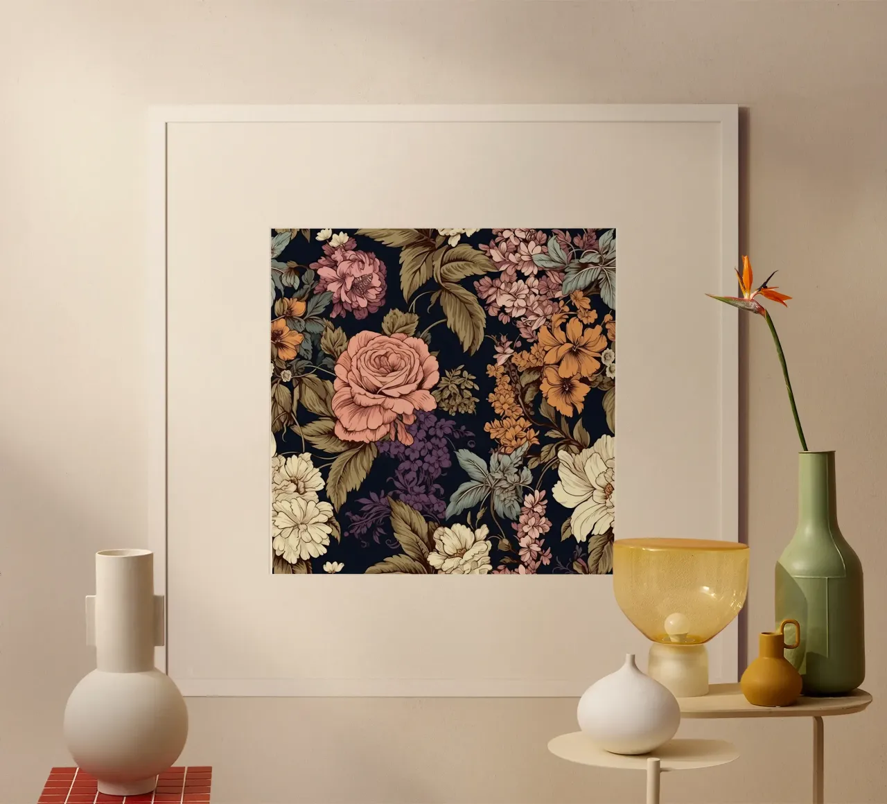 Fiore vittoriano poster con telaio in plastica da Botanical Pattern House