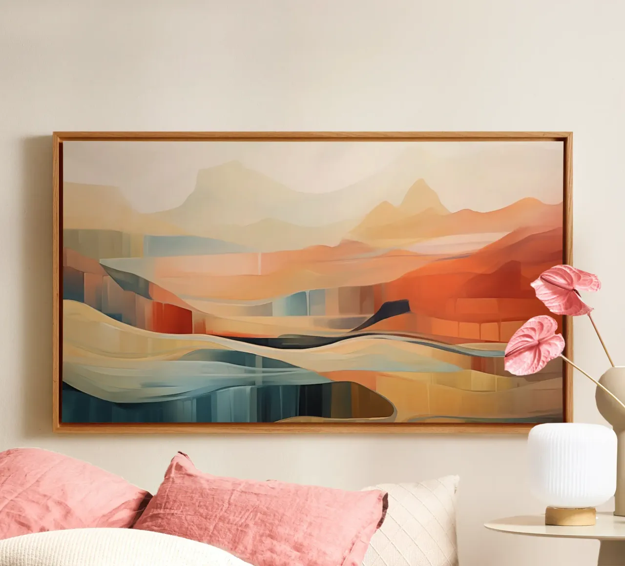 Landschap abstract canvas met Baklijst van Imagine
