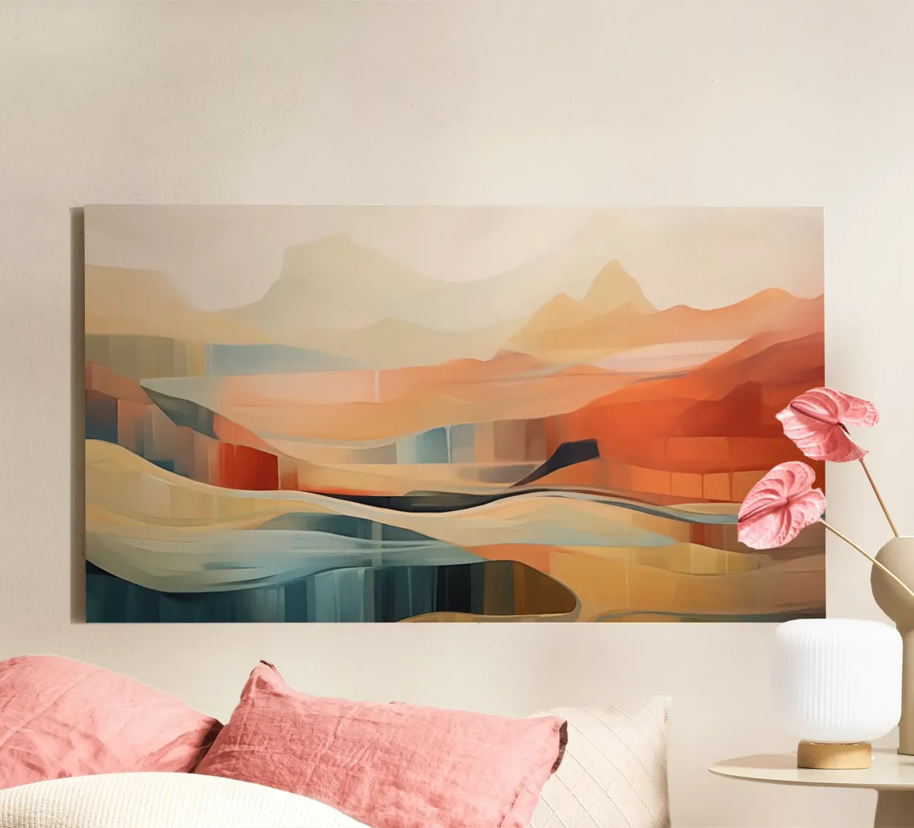 Landschap abstract canvas met Baklijst van Imagine
