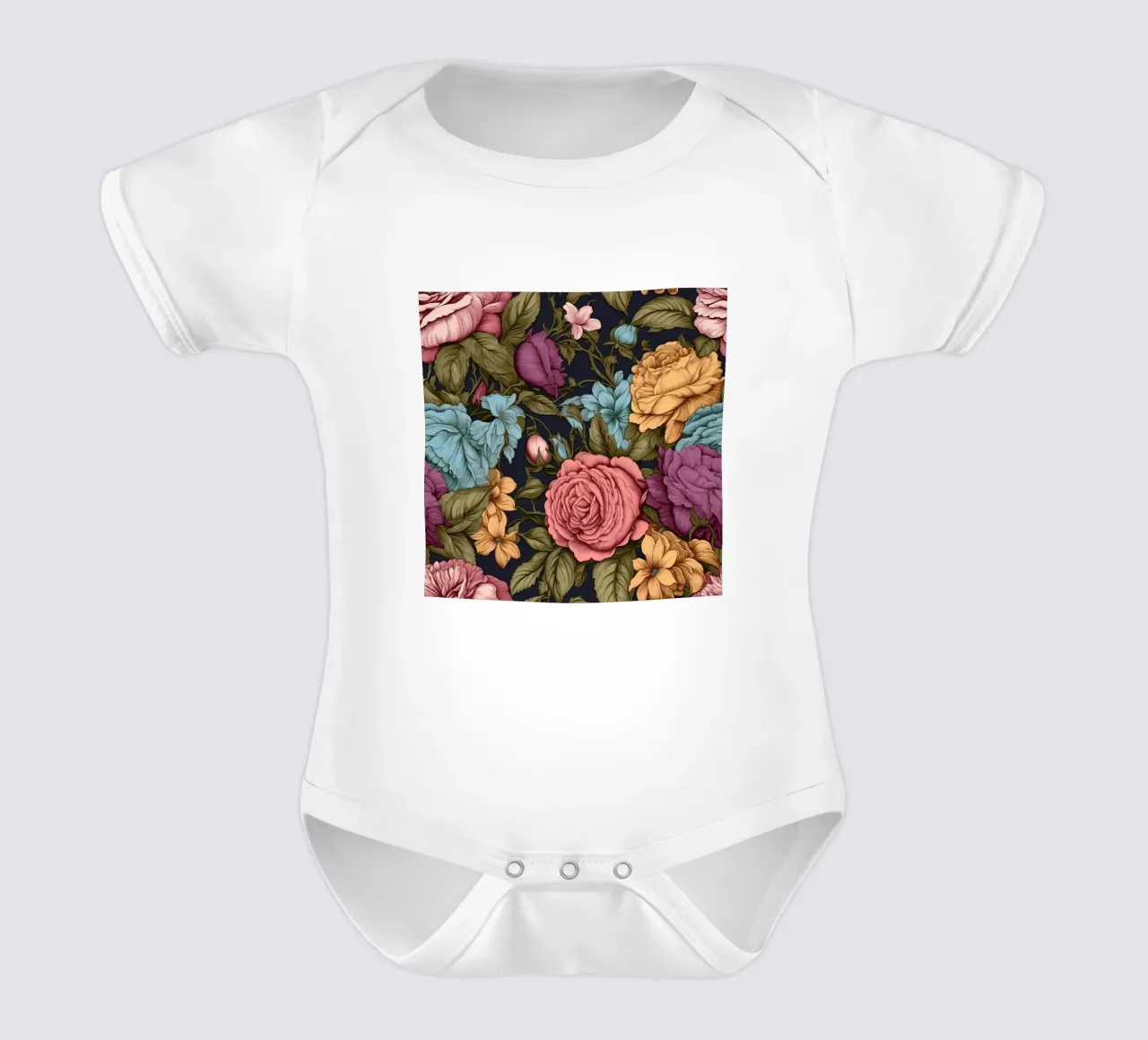Fiore vittoriano body neonato maniche corte da Botanical Pattern House