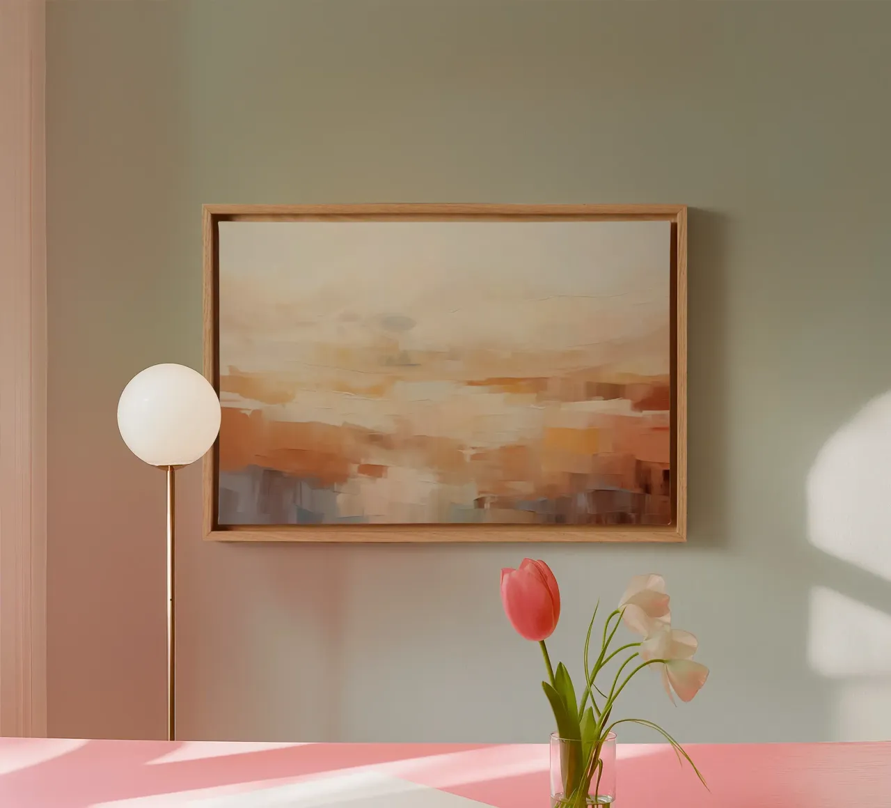 Landschap abstract canvas met Baklijst van Imagine
