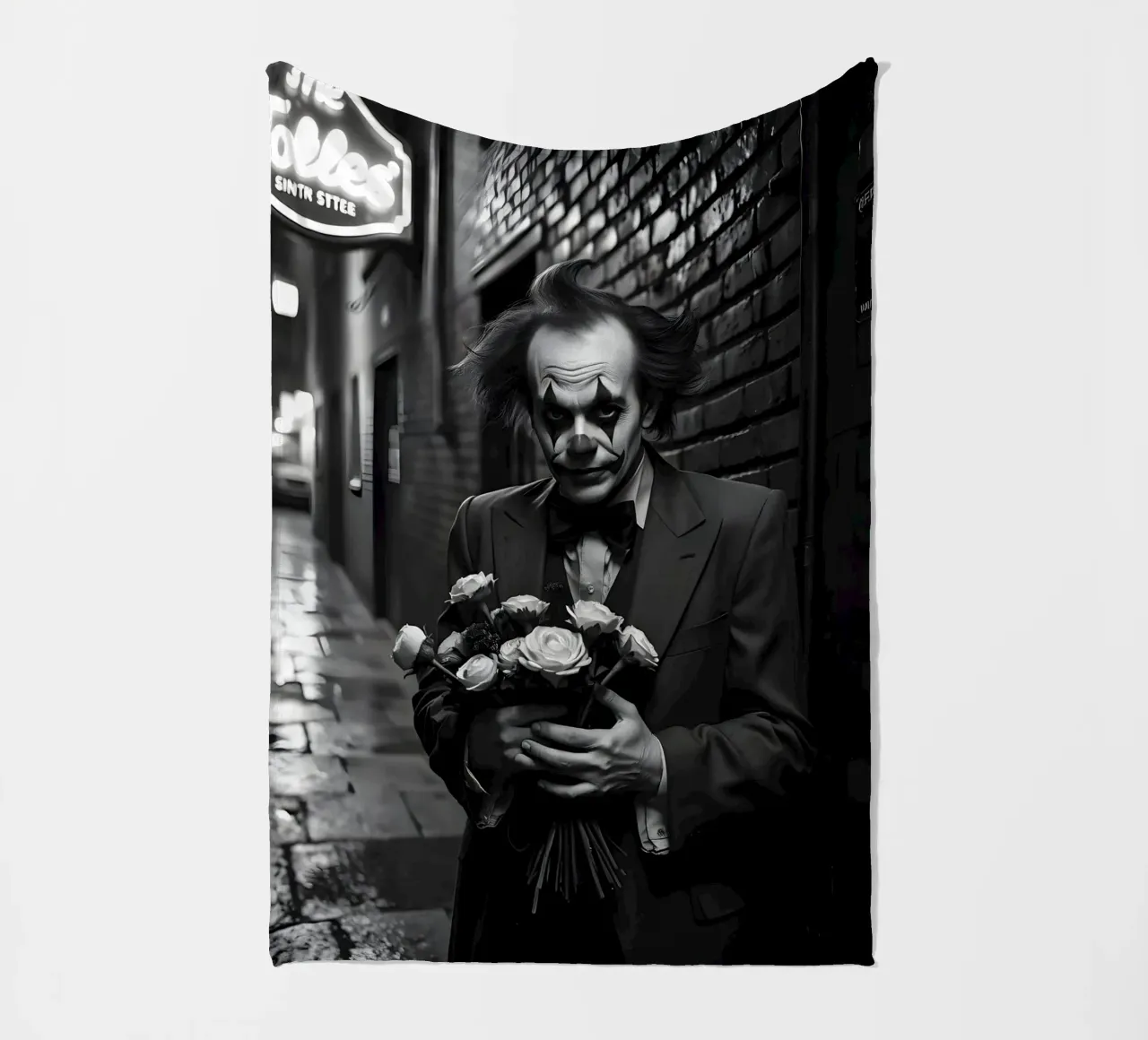 Clown malinconico con fiori appassiti coperta in pile da Anita's Dream