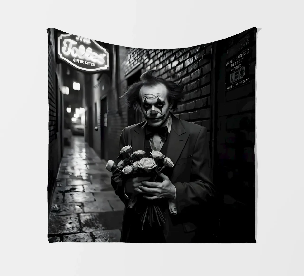 Clown malinconico con fiori appassiti coperta in pile da Anita's Dream
