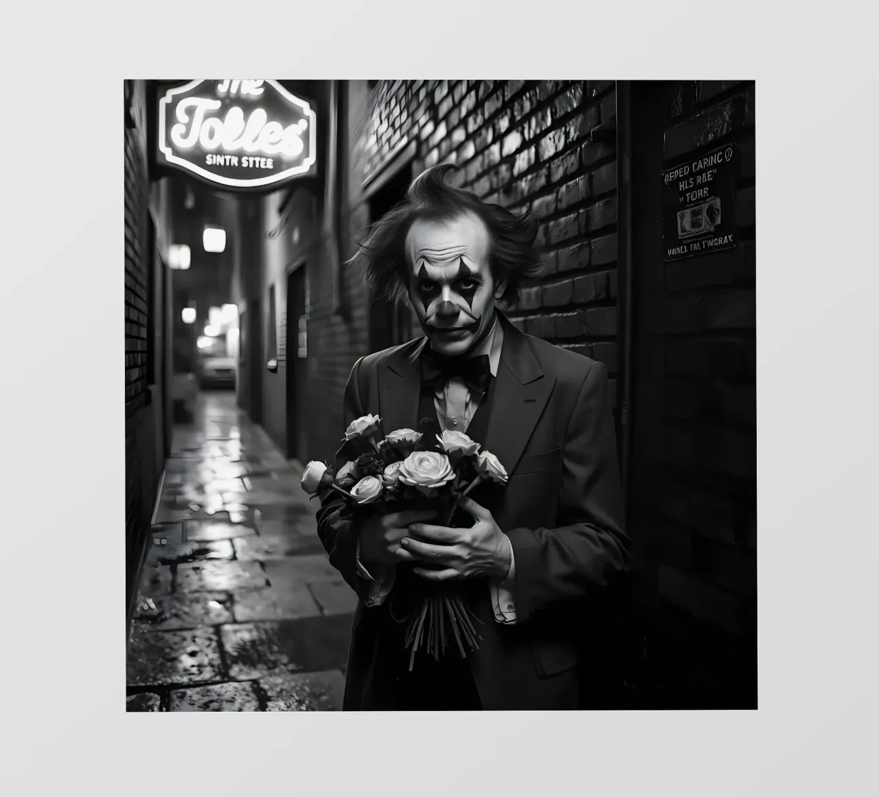 Clown malinconico con fiori appassiti telo in pvc da Anita's Dream