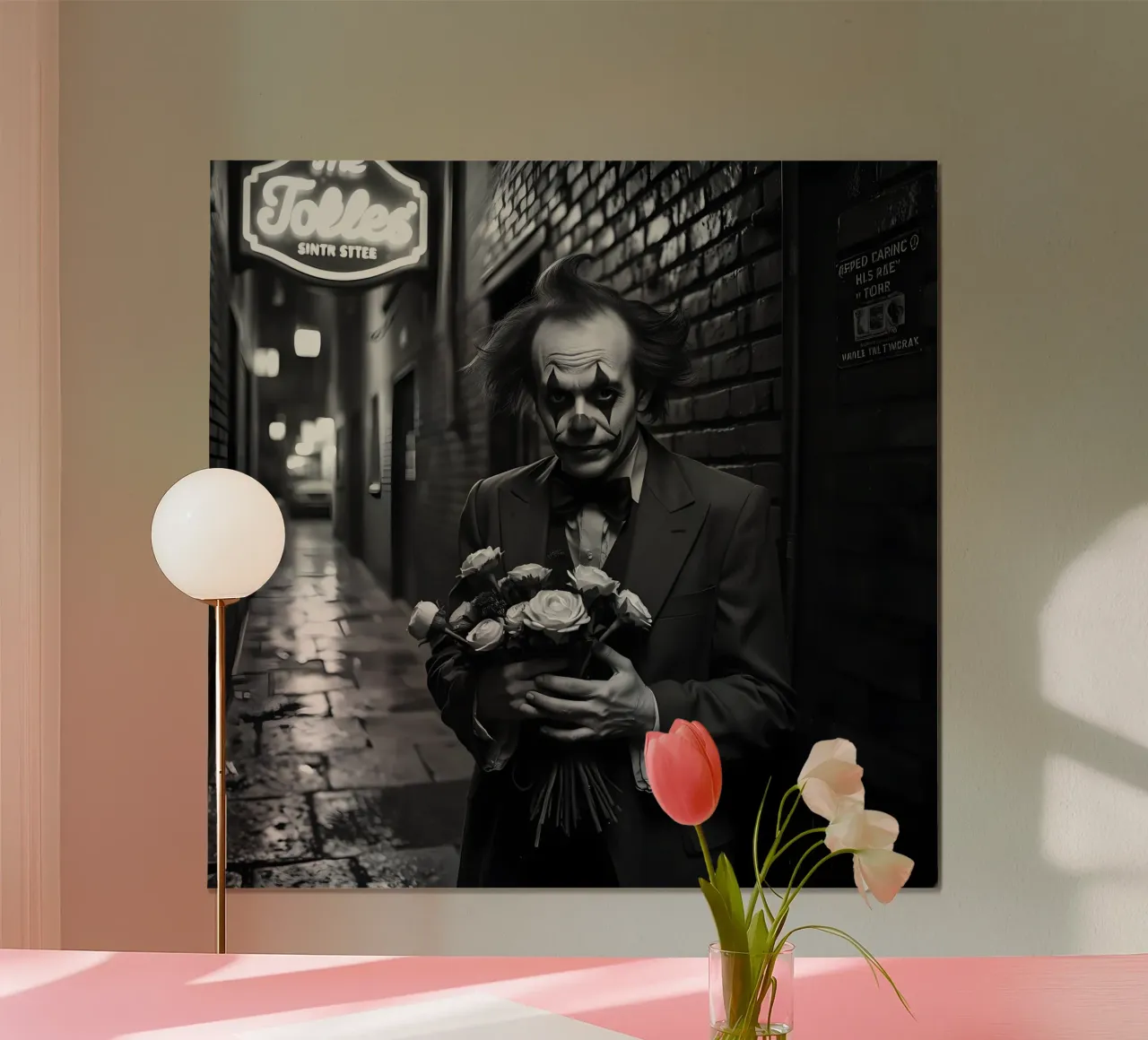Clown malinconico con fiori appassiti carta hahnemühle da Anita's Dream