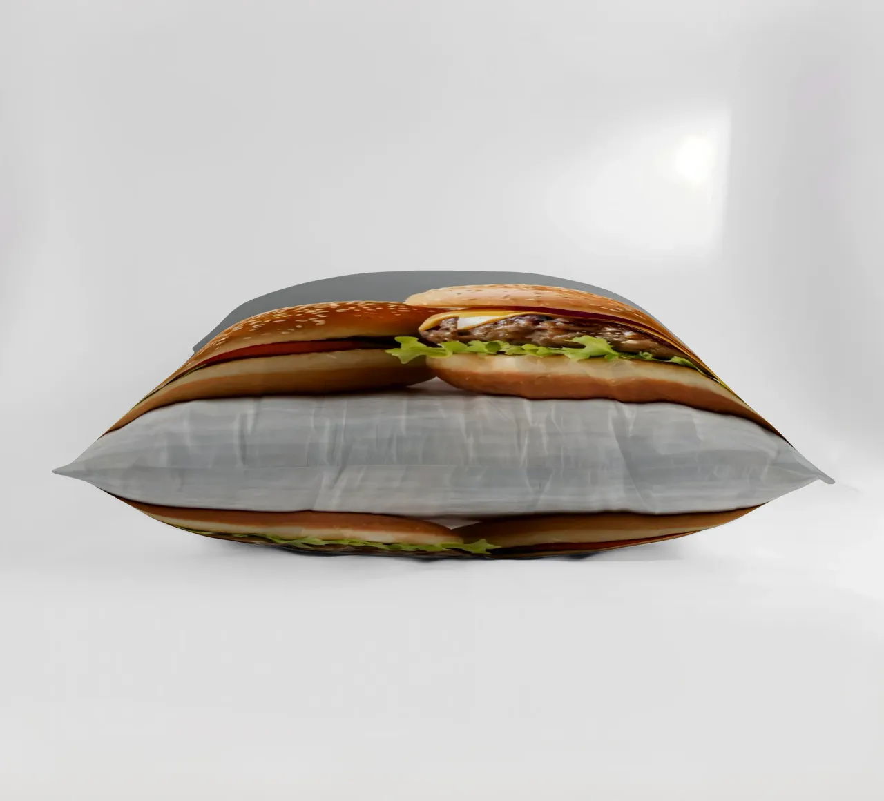 Delizioso cheeseburger e semplice hamburger su un piano di lavoro cuscino da DesignDoodle