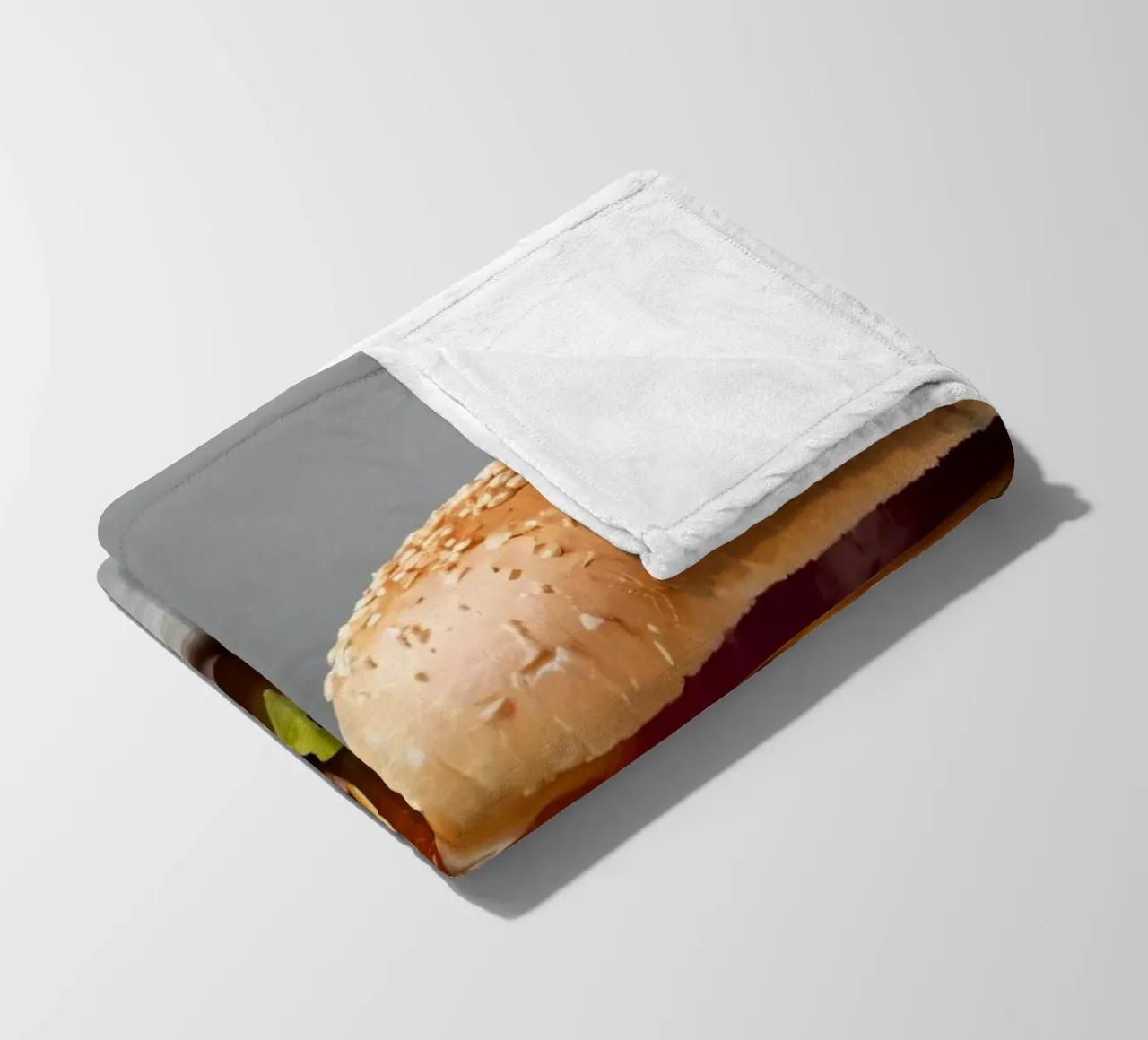 Delicious cheeseburger and simple hamburger on a countertop fleece blanket by DesignDoodle