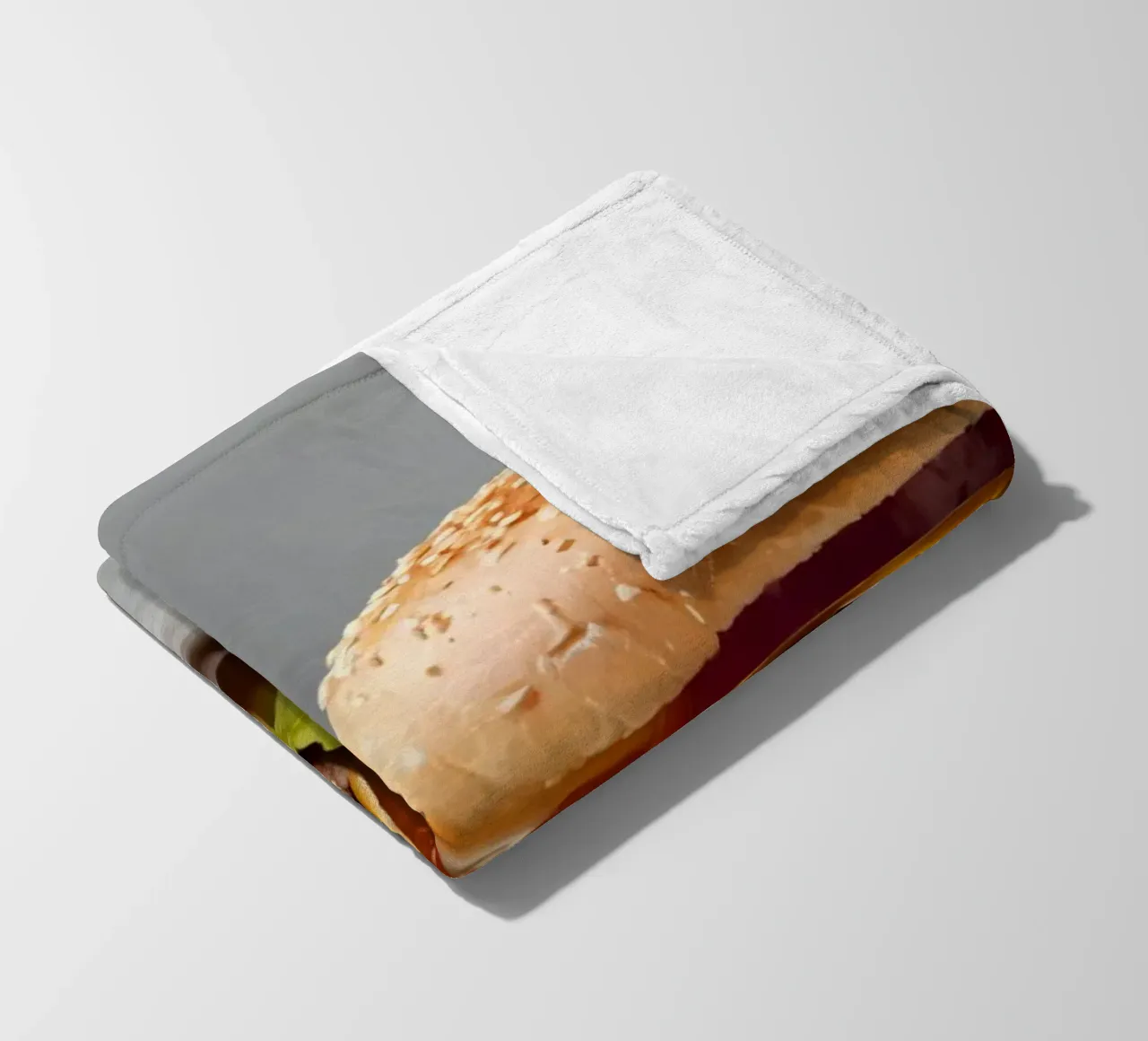 Delicious cheeseburger and simple hamburger on a countertop fleece blanket by DesignDoodle