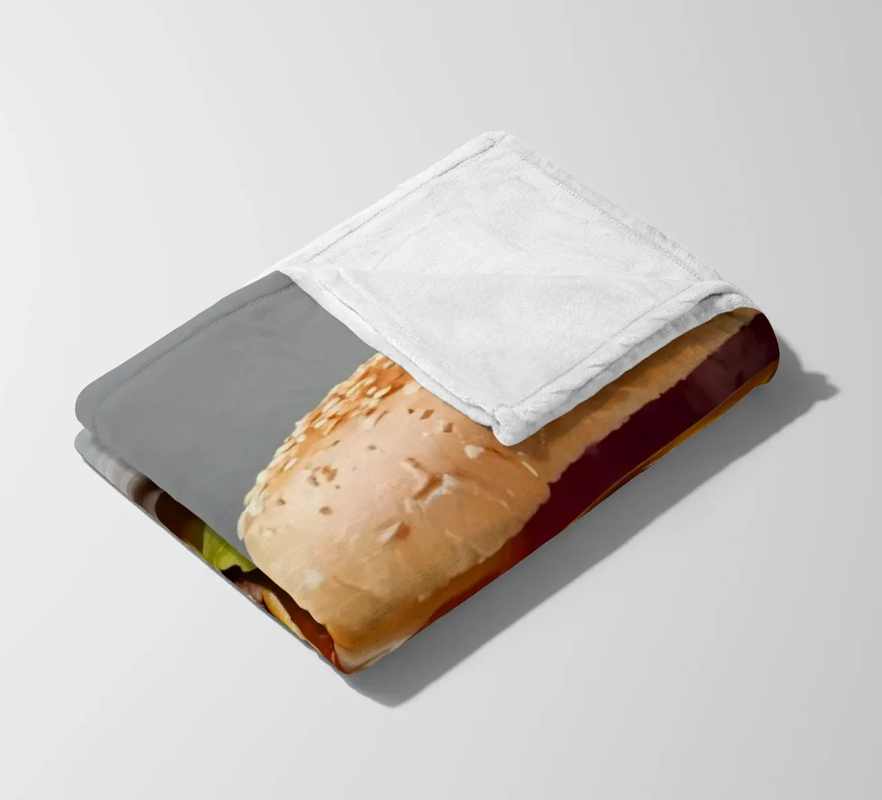 Delicious cheeseburger and simple hamburger on a countertop fleece blanket by DesignDoodle