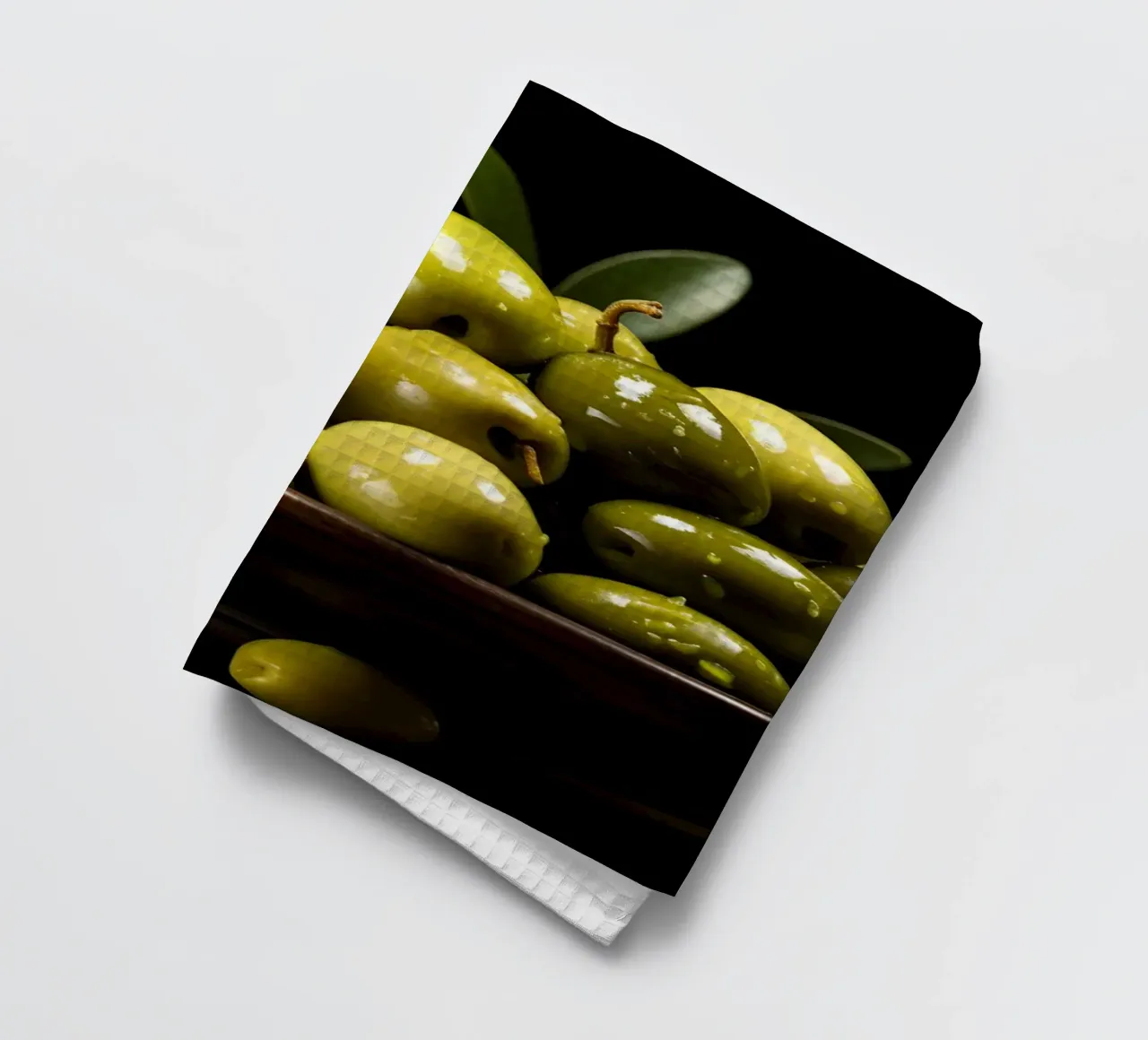 Olives to savour tea towel by M-Ulrich-Digital Art