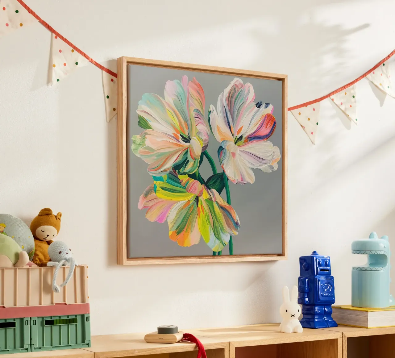 Fiori colorati tela con Cornice a cassetta da Imagine
