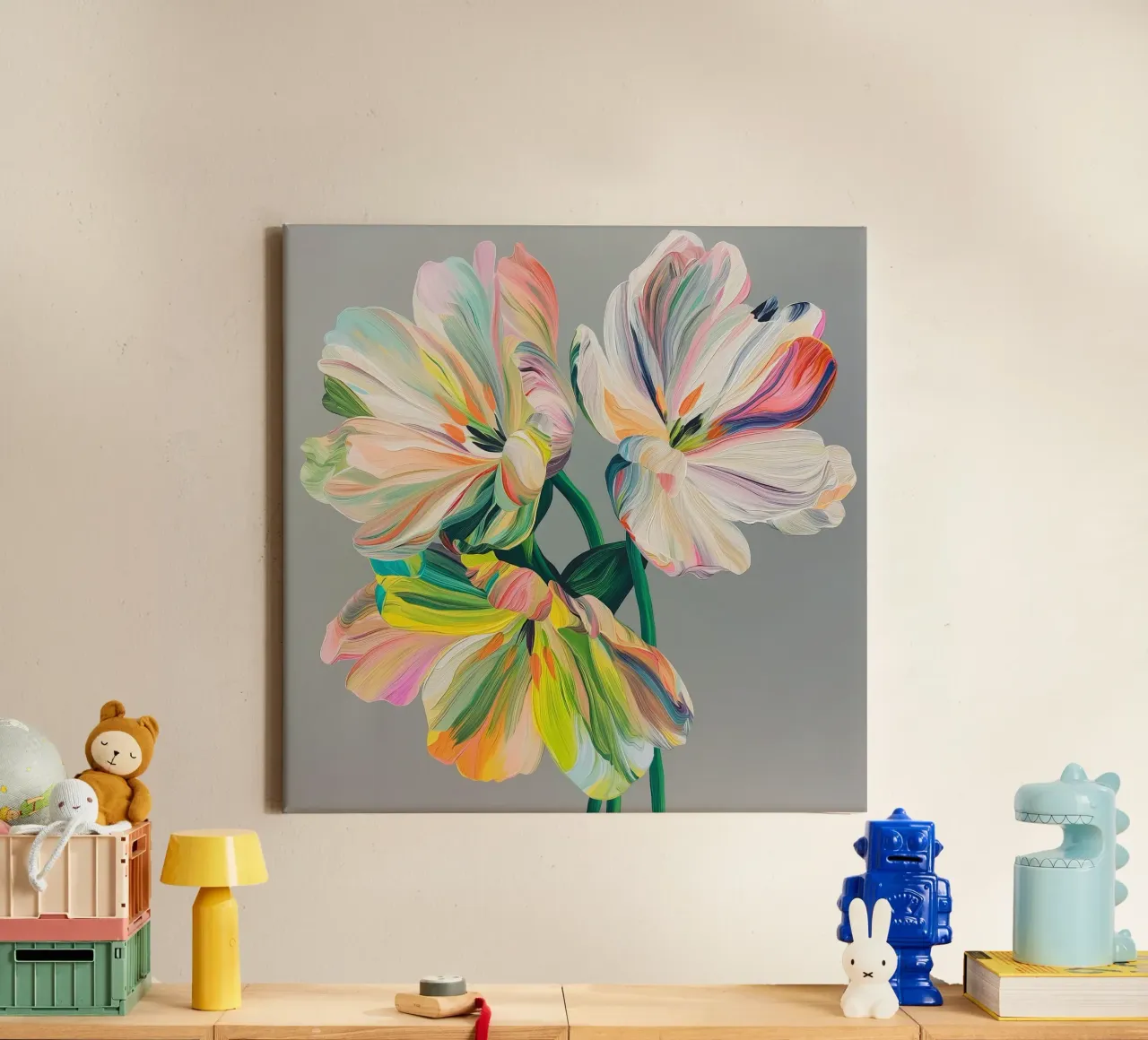 Fiori colorati tela con Cornice a cassetta da Imagine