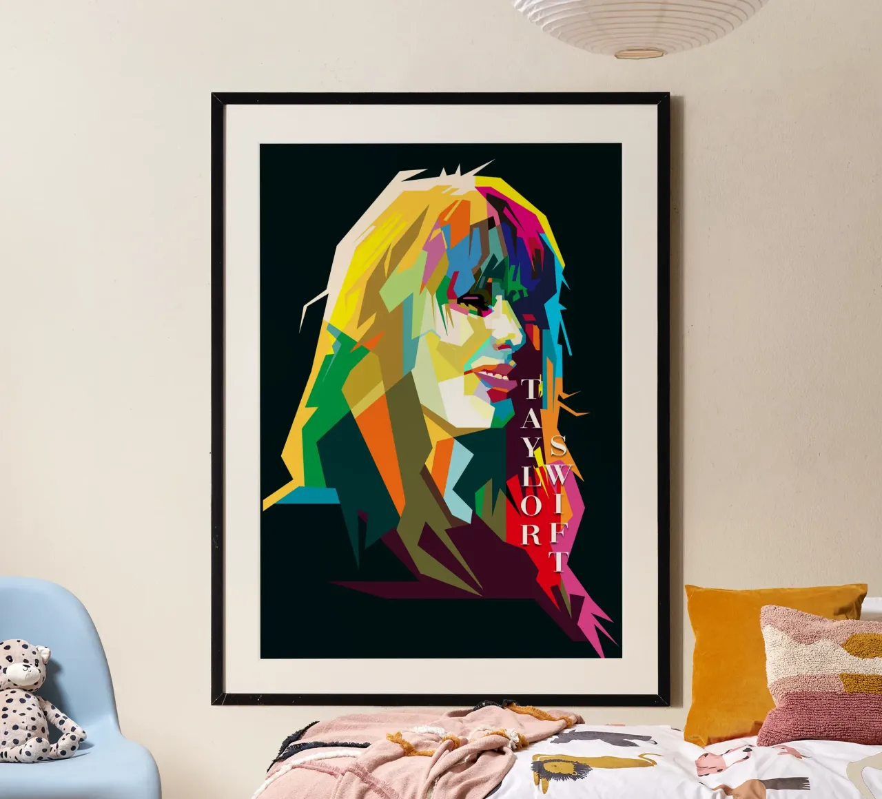 Taylor Swift Berühmte Berühmtheit WPAP Trending Now Poster mit Kunststoffrahmen von Artkreator