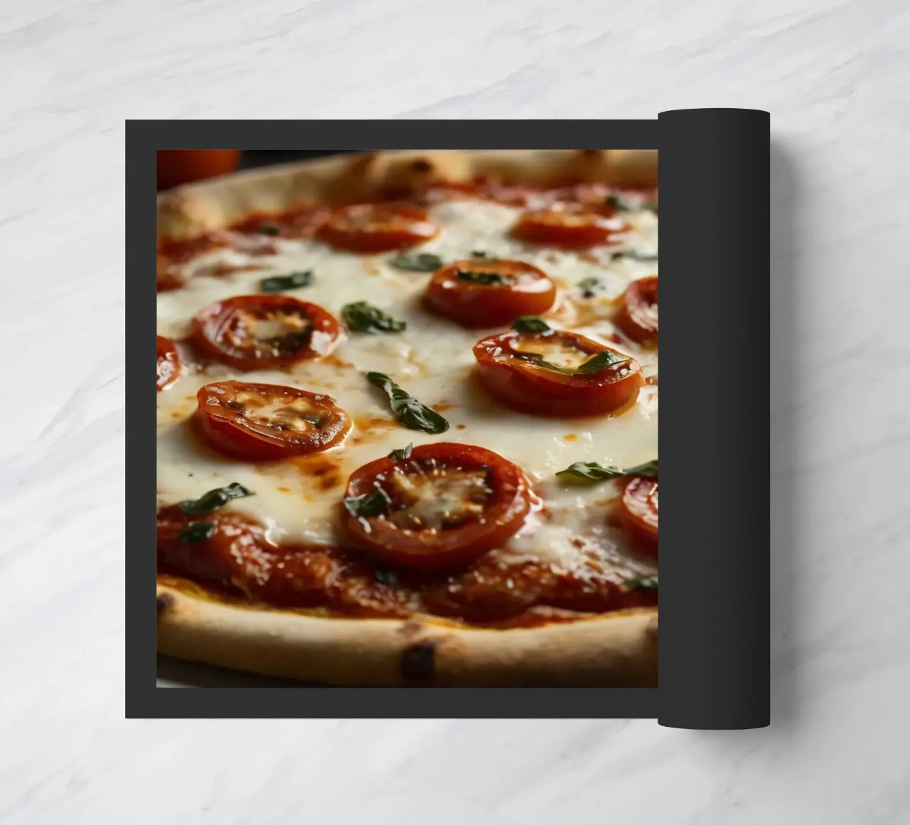 Deliziosa pizza fatta in casa con mozzarella e pomodori zerbino da DesignDoodle