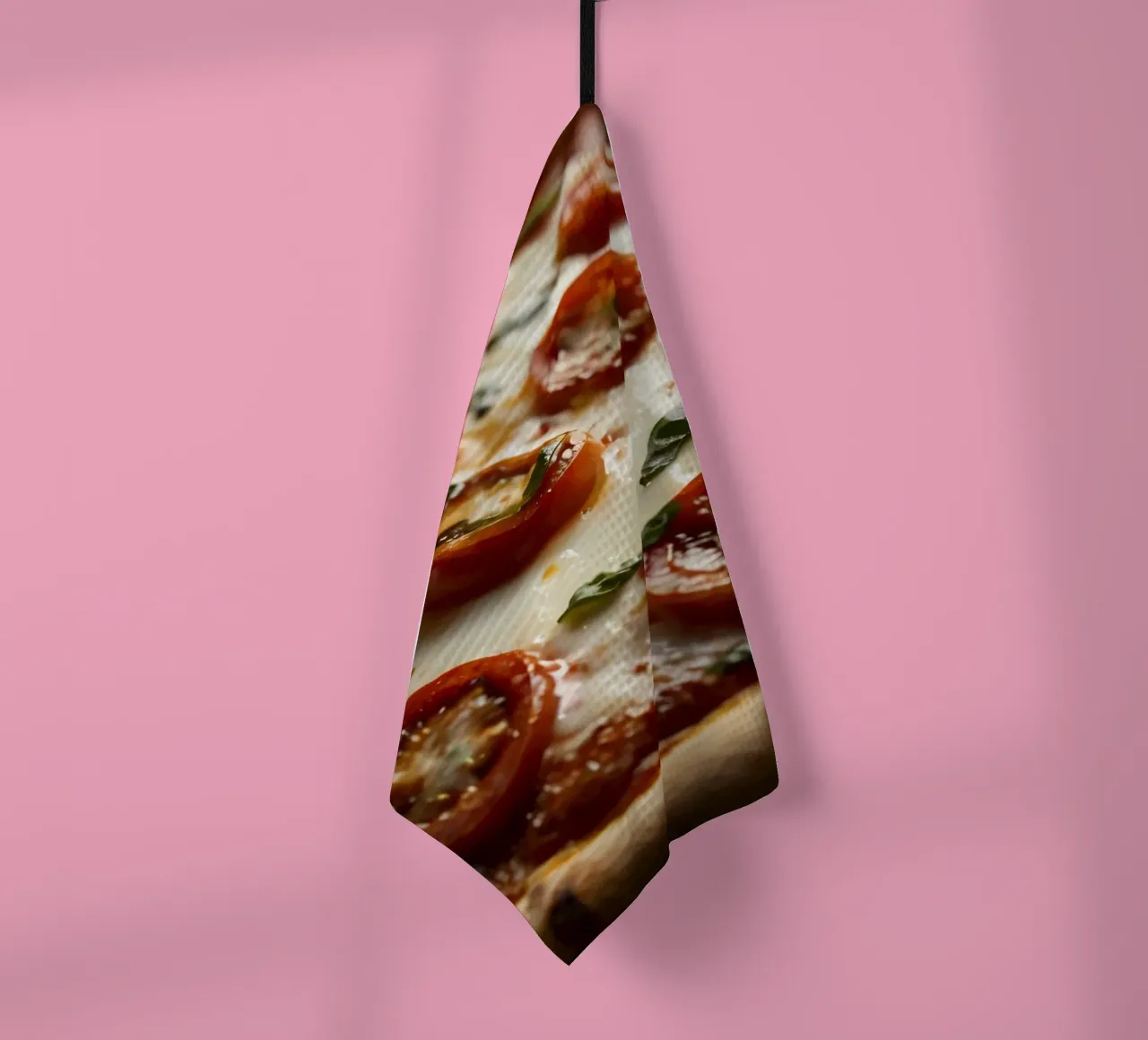 Delicious homemade pizza topped with mozzarella, tomatoes tea towel by DesignDoodle