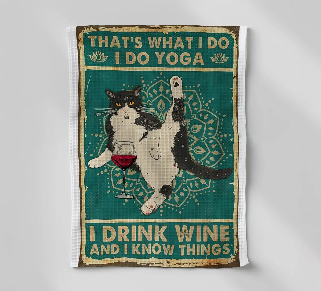 C'est ce que je fais Je fais du yoga Je bois du vin et je sais des choses torchon de Aaronshop