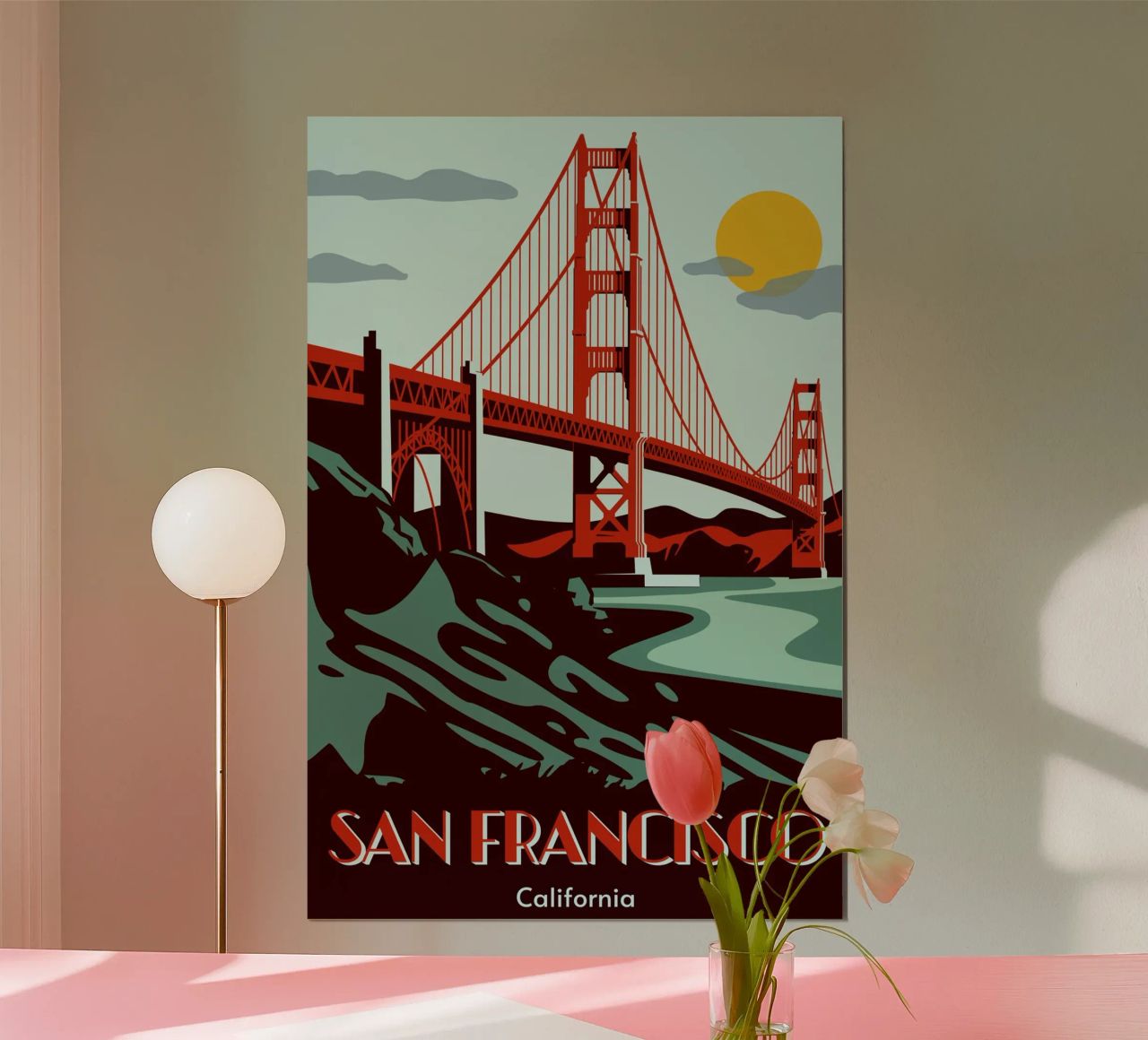 San Francisco Golden Gate | Vintage California Poster Art poster de Une Affaire de Filles