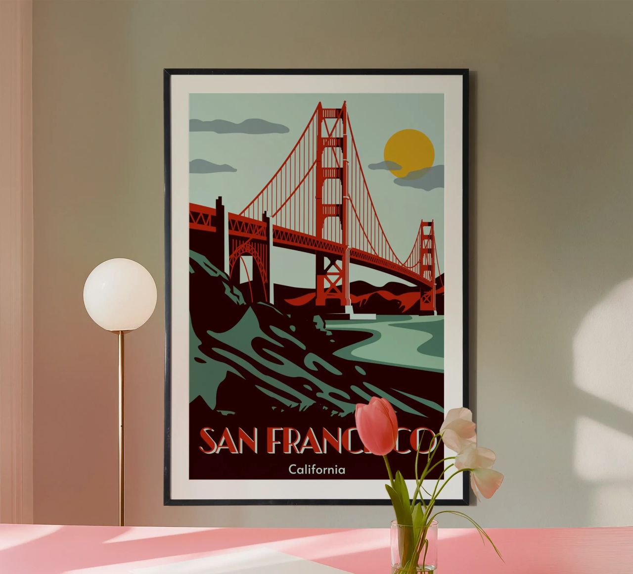 San Francisco Golden Gate | Vintage California Poster Art poster de Une Affaire de Filles