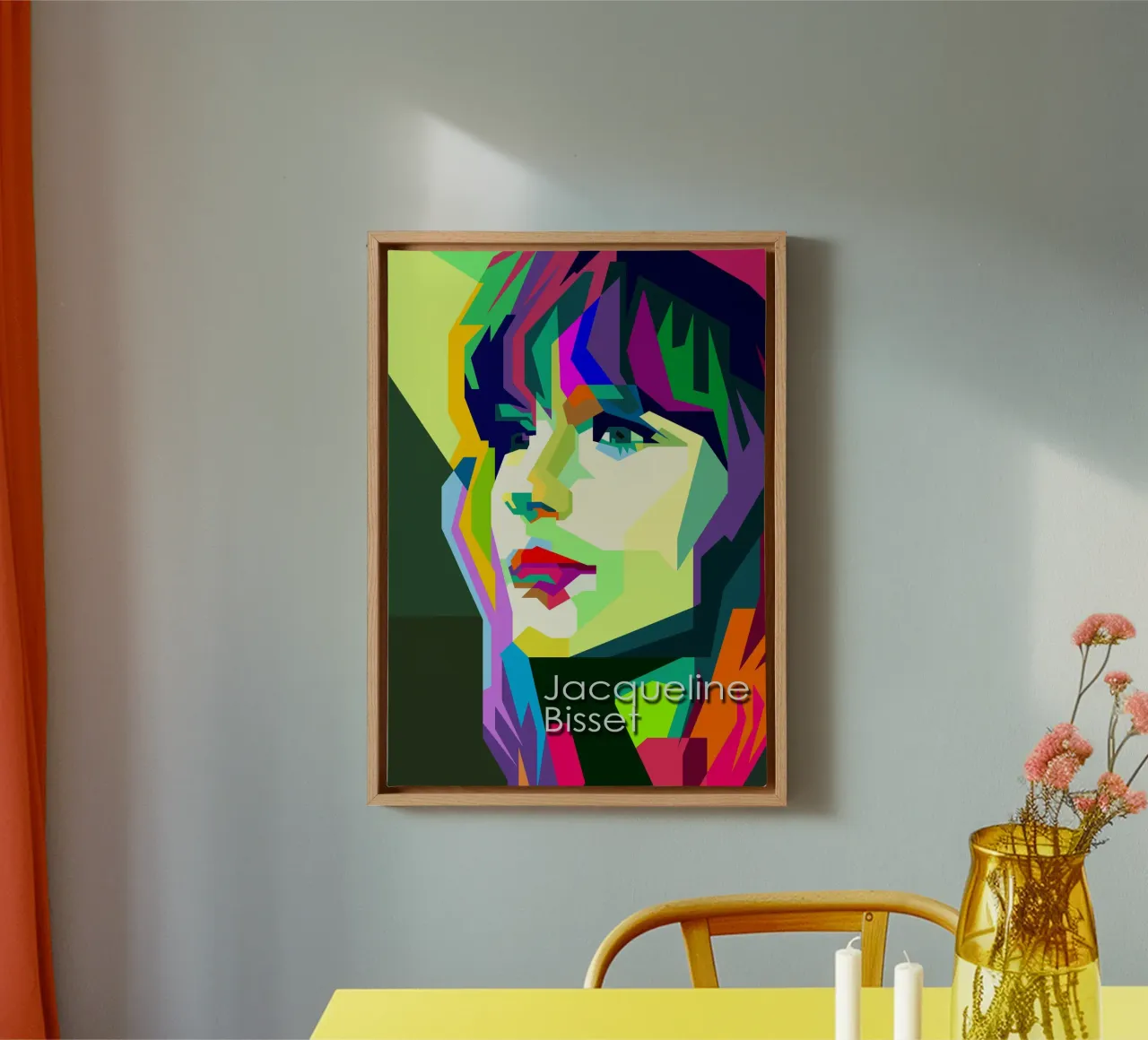 Jacqueline Bisset 60s Attrice WPAP Trending Now tela con Cornice a cassetta da Artkreator