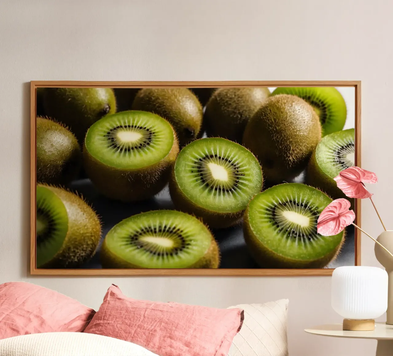 I kiwi appena tagliati sono esposti in vivaci tonalità di verde pannello forex da DesignDoodle