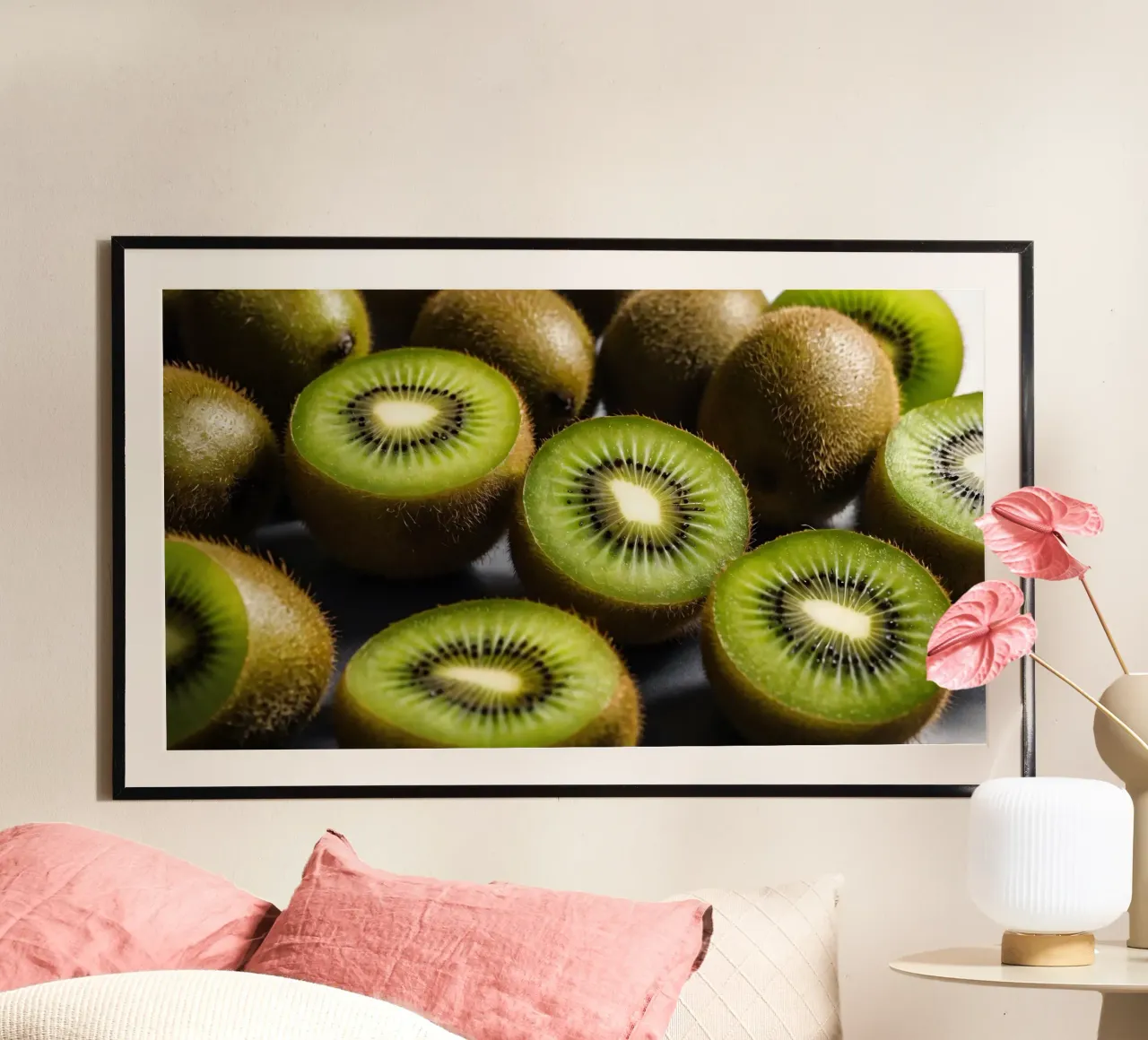 Des kiwis fraîchement coupés présentés dans des teintes vertes éclatantes hahnemühle de DesignDoodle