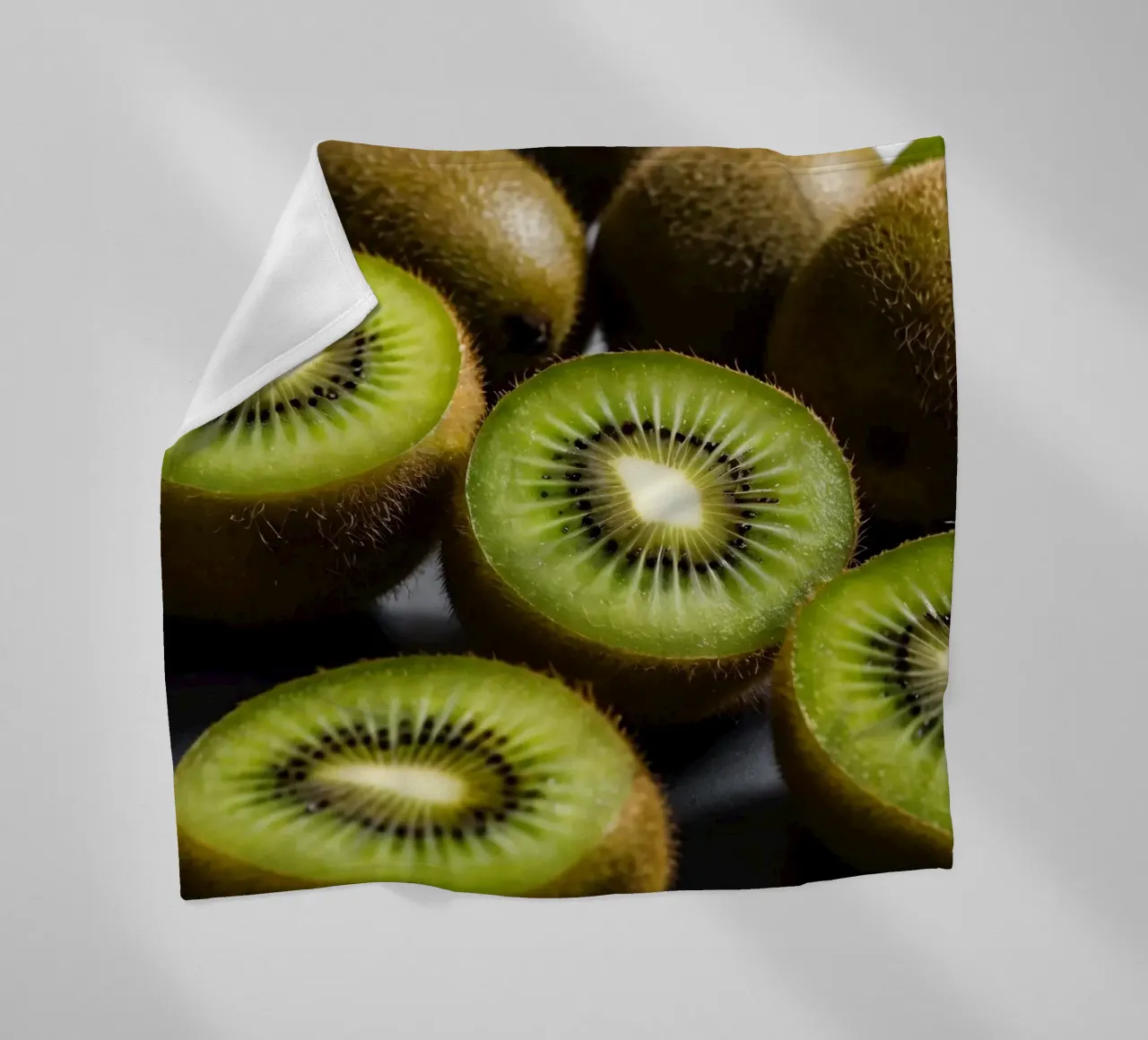 I kiwi appena tagliati sono esposti in vivaci tonalità di verde coperta in pile da DesignDoodle