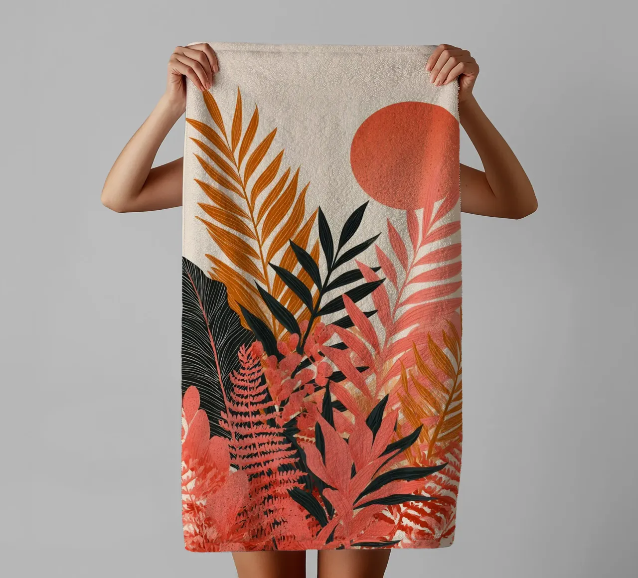 Terracotta Botanical towel by Gypsy Galleria