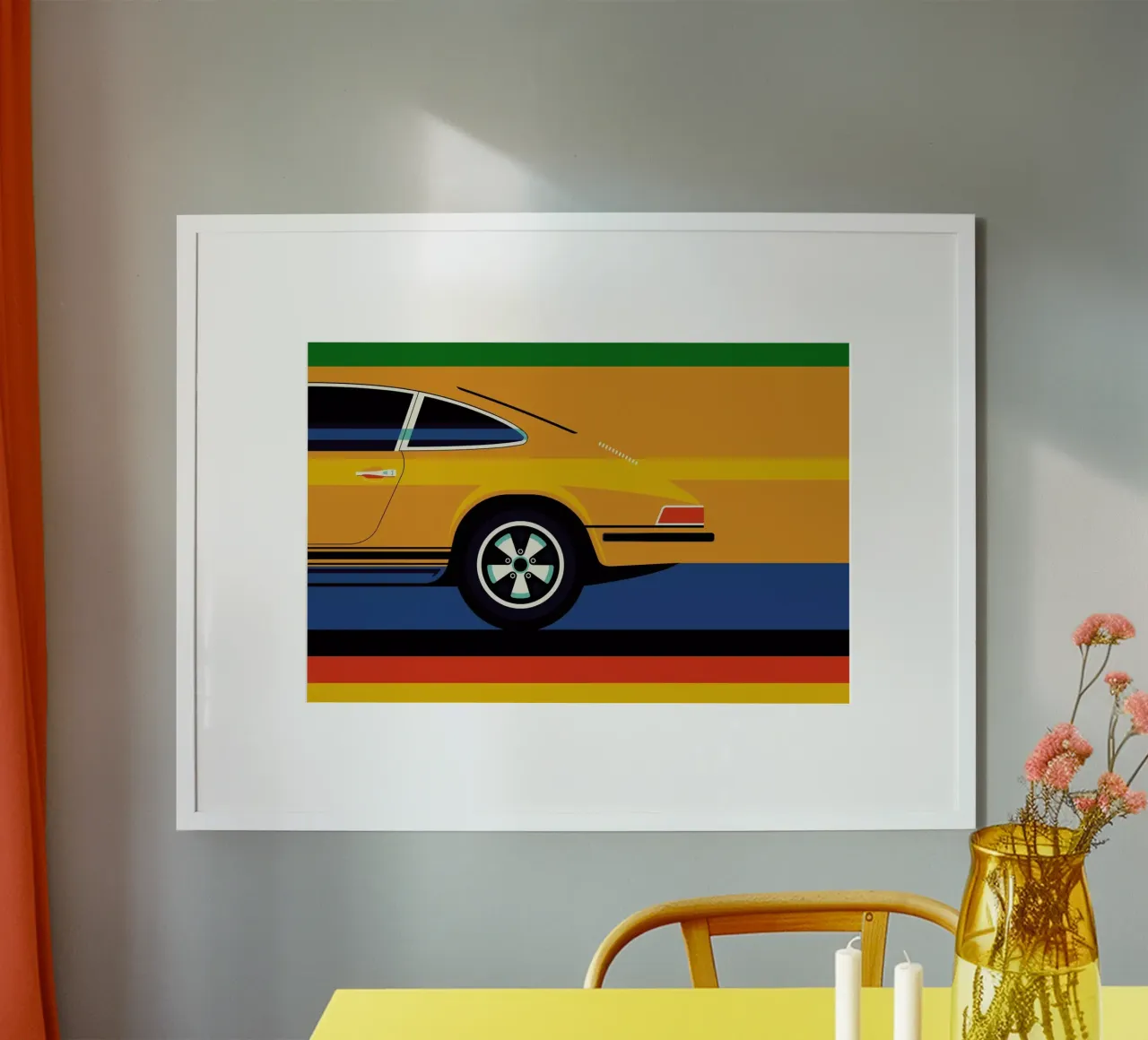 Porsche Back poster con telaio in legno da Bo Lundberg