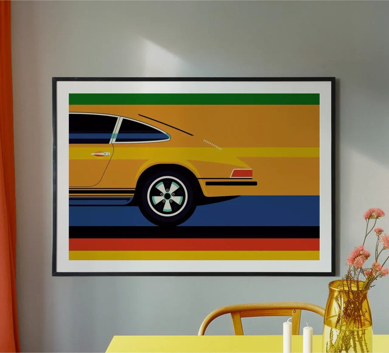 Porsche Back poster con telaio in legno da Bo Lundberg
