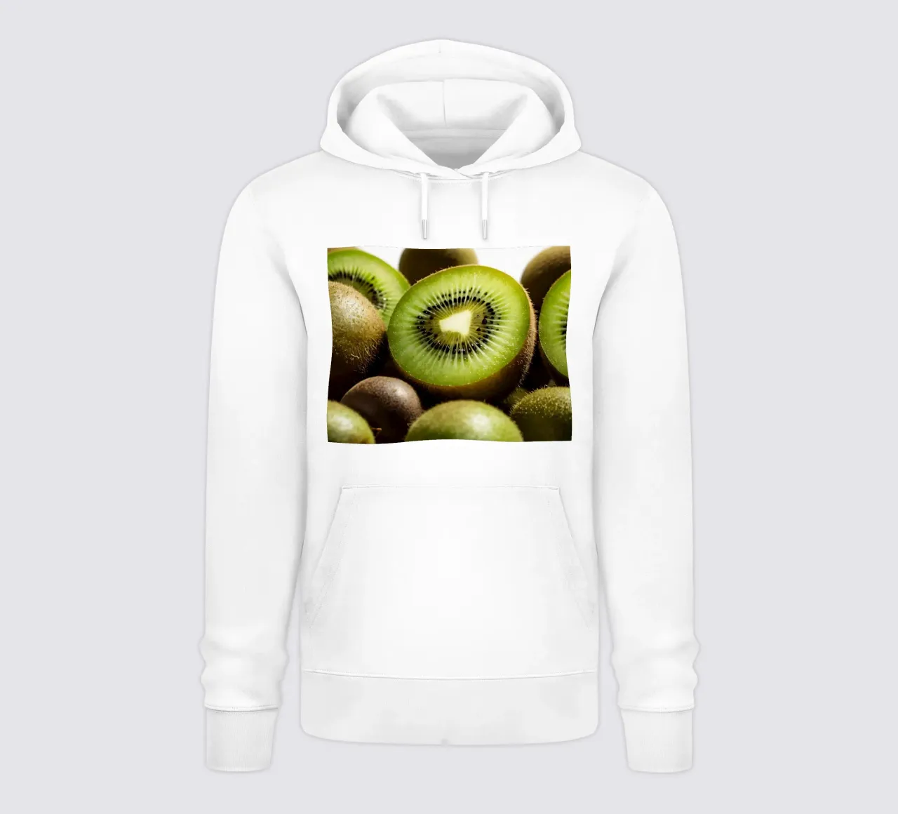 Kiwi freschi tagliati a fette e disposti con frutti interi felpa con cappuccio da DesignDoodle
