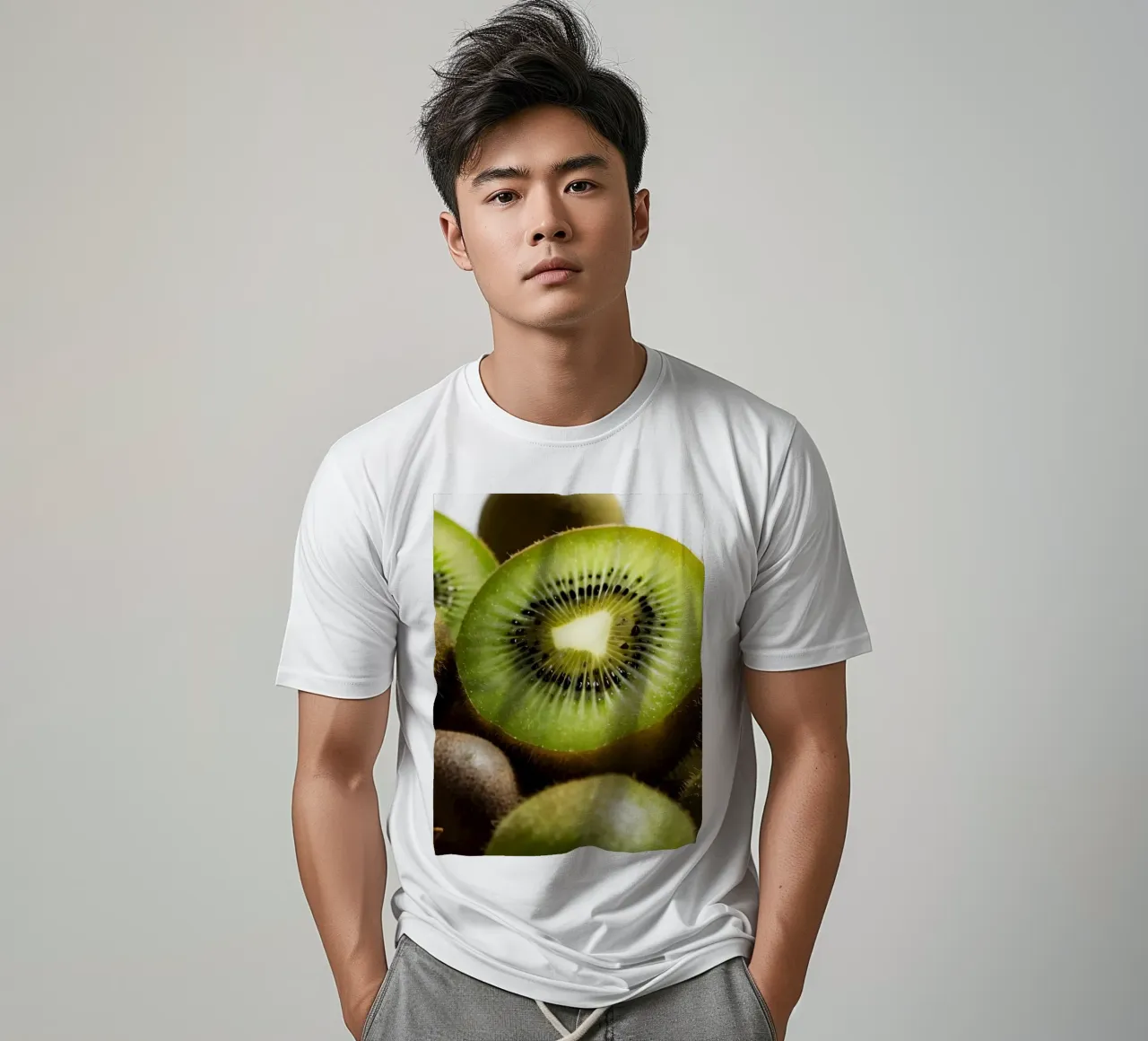 Kiwi freschi tagliati a fette e disposti con frutti interi t-shirt da DesignDoodle
